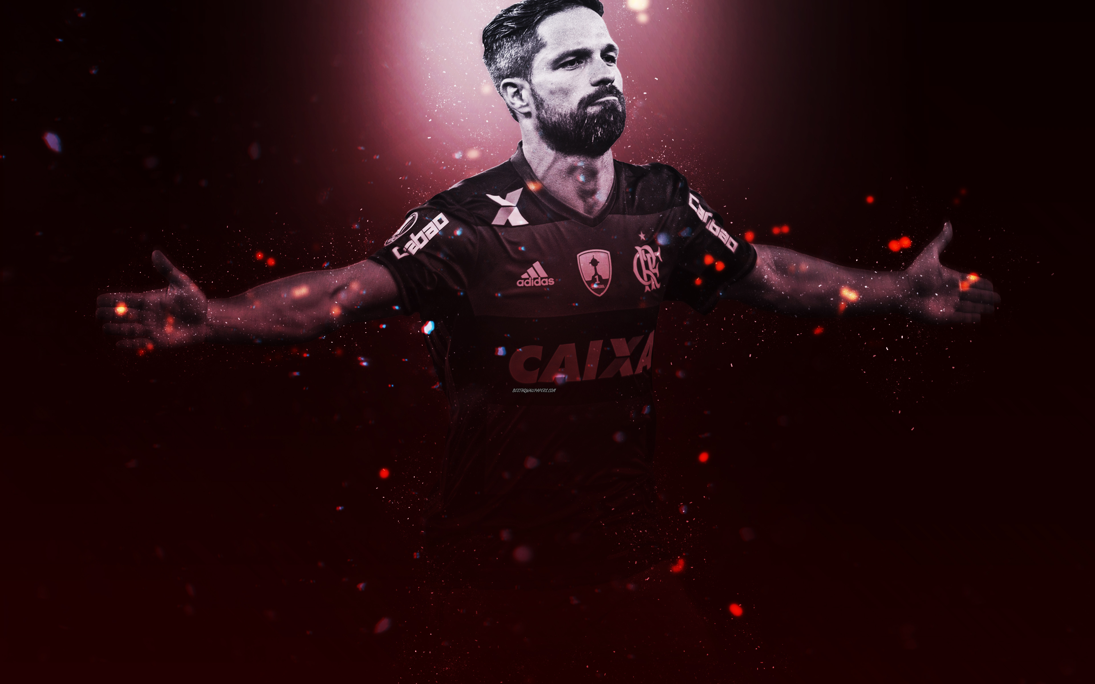 3840x2400 Download wallpaper Diego, 4k, creative art, Flamengo, Desktop