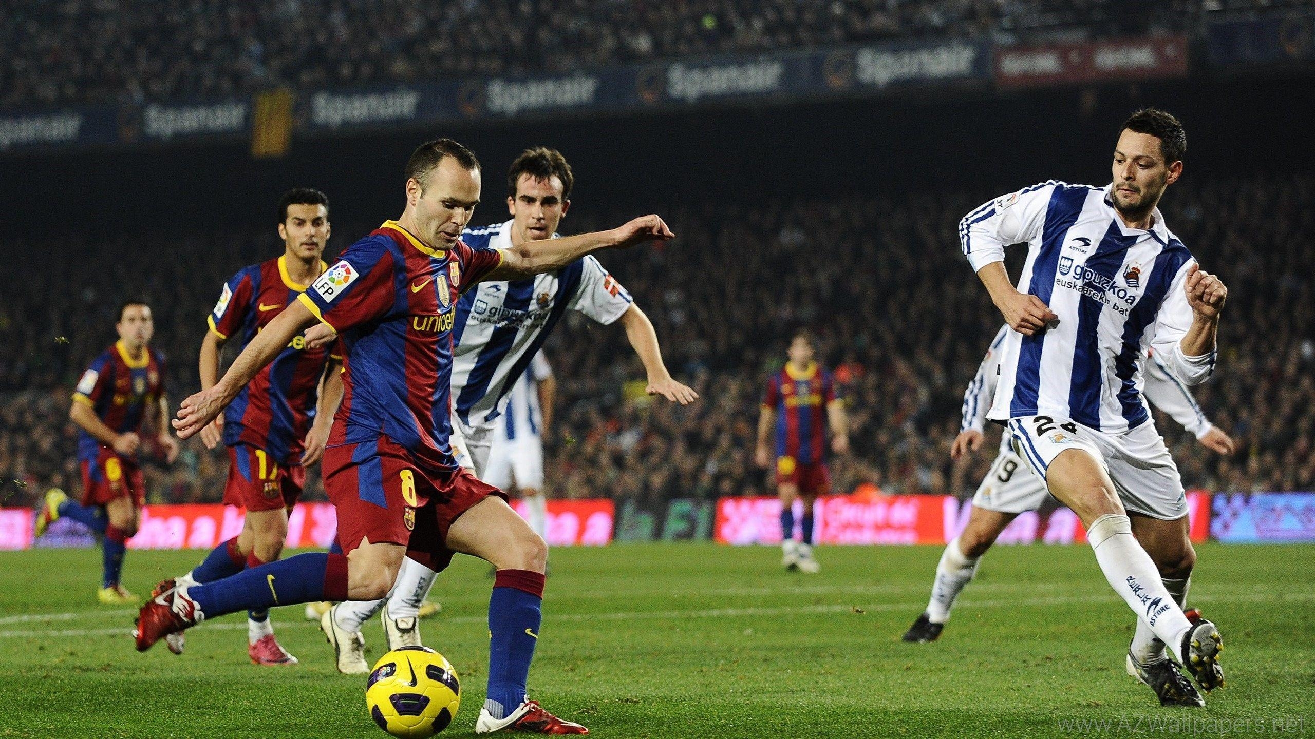 2560x1440 Wallpaper Iniesta, Fc Barcelona, Real Sociedad, La Liga, Liga, Desktop