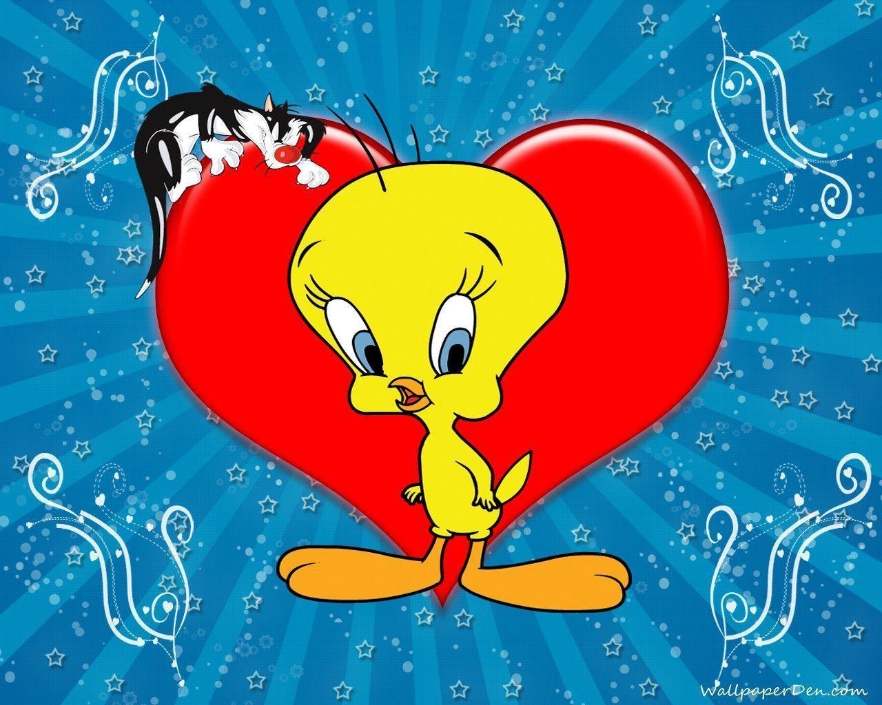 1280x1030 Lovely Tweety Pie With Heart Background Wallpaper, Desktop