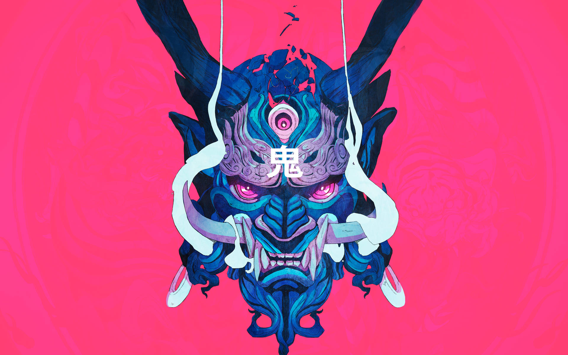 1920x1200 Download Oni Mask Blue Pink Wallpaper, Desktop