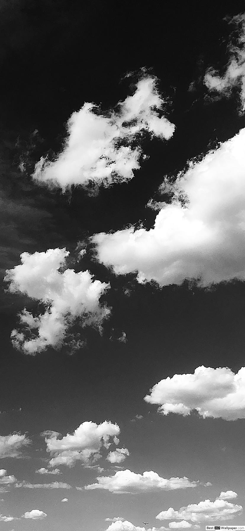 830x1800 Black and White Cloud Wallpaper, Phone