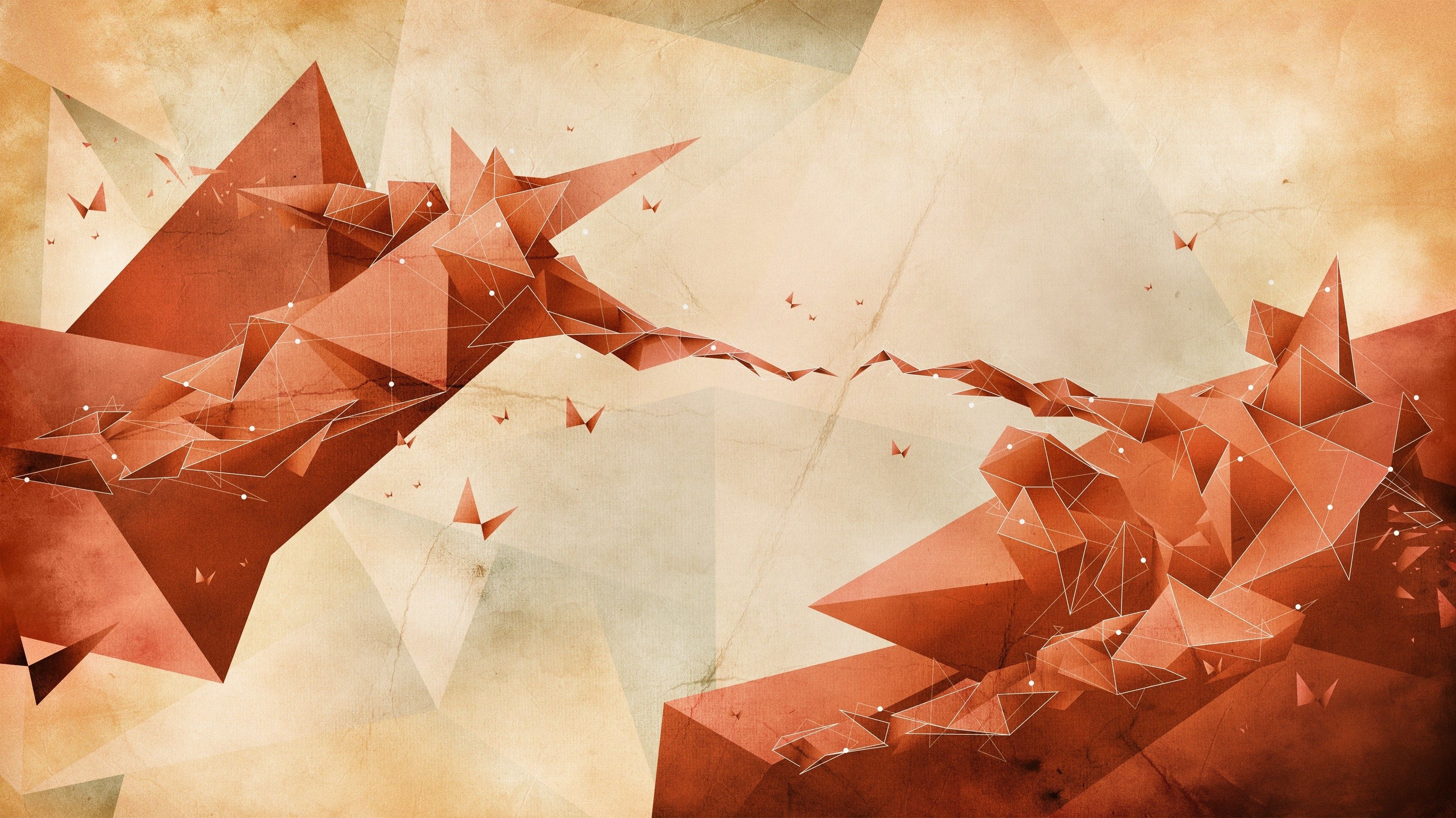 3500x1970 geometry, Red, Low Poly, The Creation Of Adam Wallpaper HD, Desktop