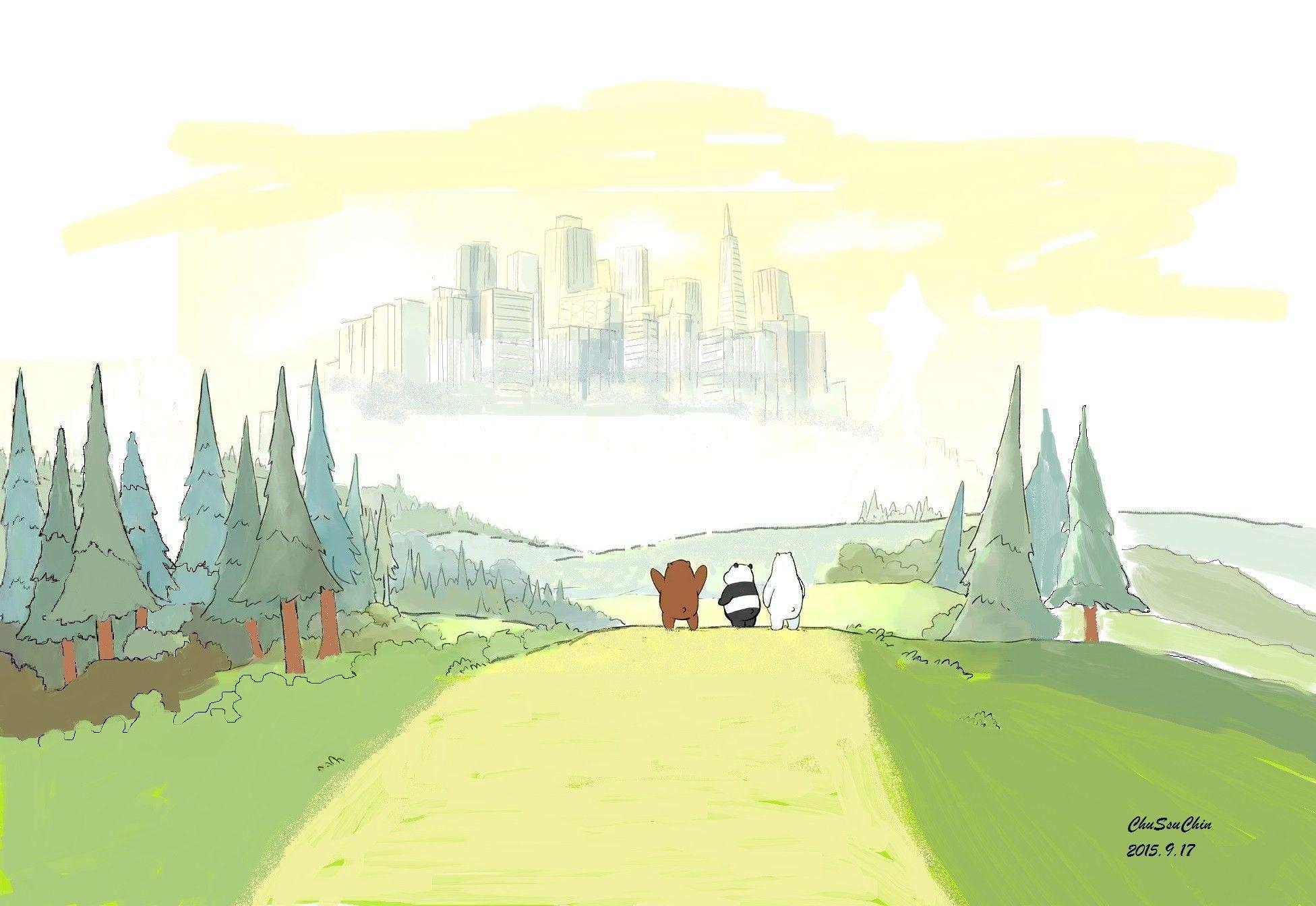 1960x1350 cartoon, #We Bare Bears, #drawing. Wallpaper No. 261016, Desktop