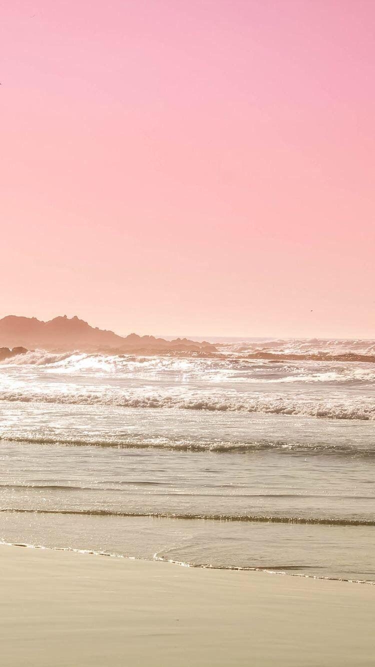 750x1340 iPhone and Android Wallpaper: Pink Beach Landscape, Phone