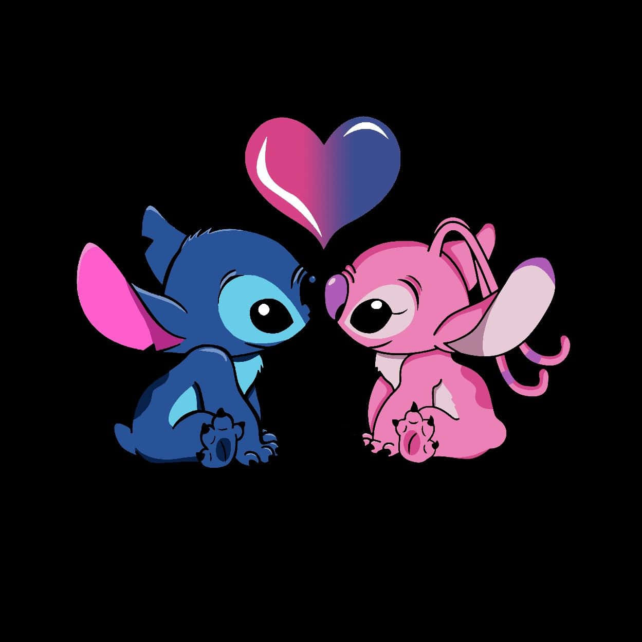 1250x1250 Download Cute Stitch And Angel In Love Wallpaper, Phone