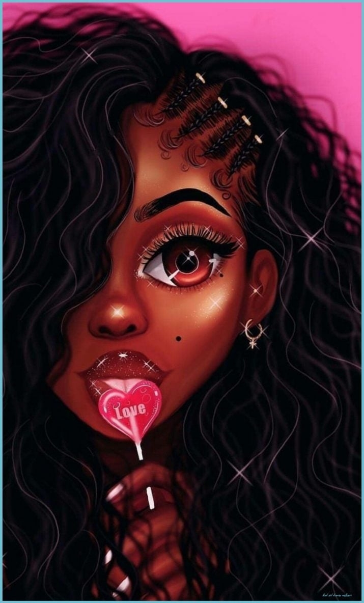 720x1190 Pretty Black Girl Cartoon Wallpaper, Phone