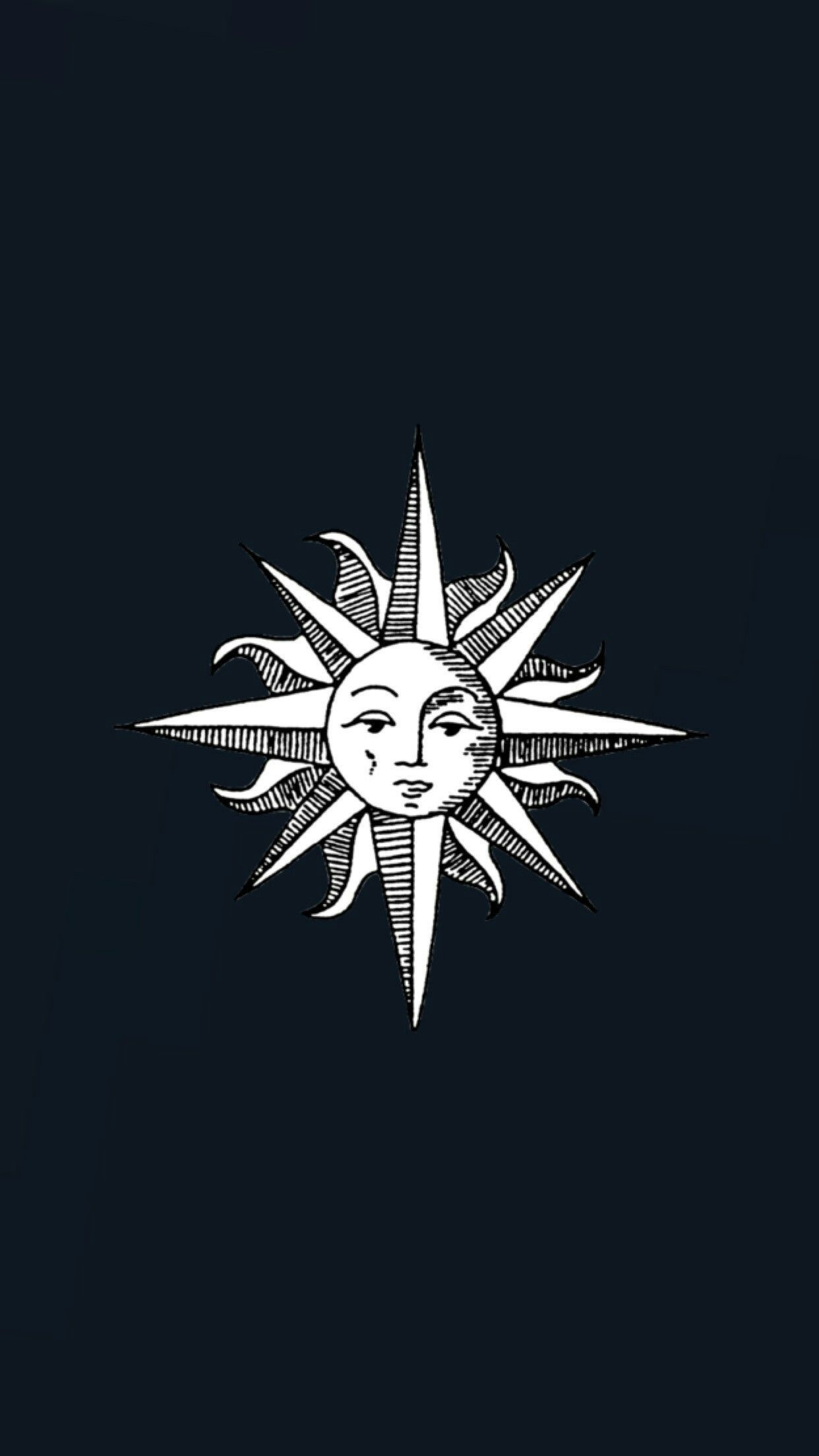 1250x2210 Sun And Moon Wallpaper Black And White, Phone