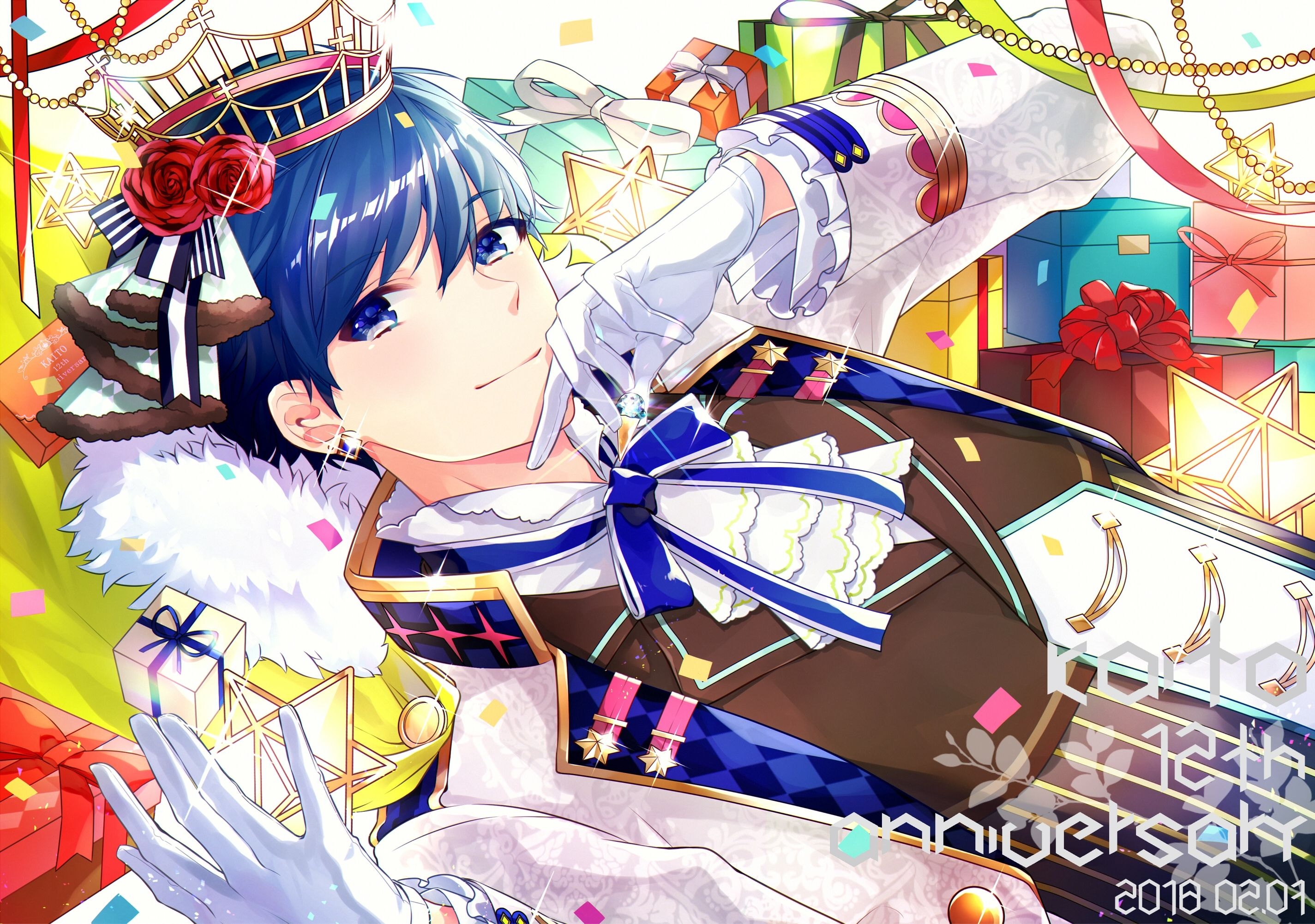 2850x2010 Wallpaper Kaito, Prince, Blue Hair, Gloves, Vocaloid, Anime Boy, Desktop