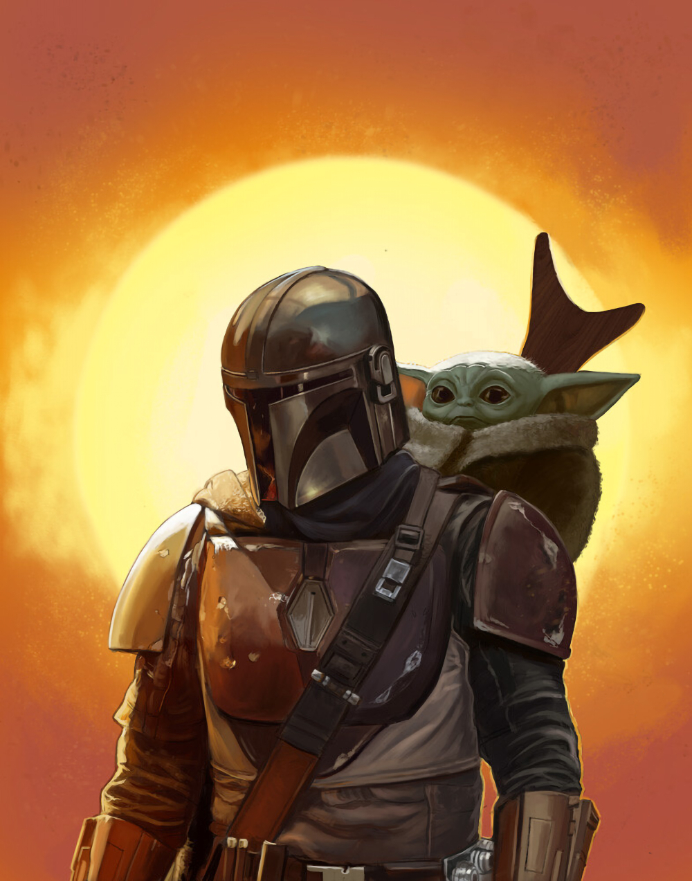 1000x1280 Baby Yoda and Mandalorian FanArt. Star wars image, Star wars picture, Star wars poster, Phone