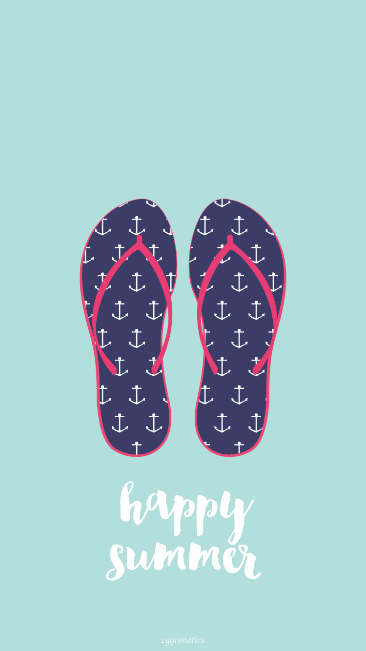 750x1340 Blue Summer Flip Flops iPhone Lock Wallpaper. para iphone, Papel de parede de verão, Ilustrações, Phone