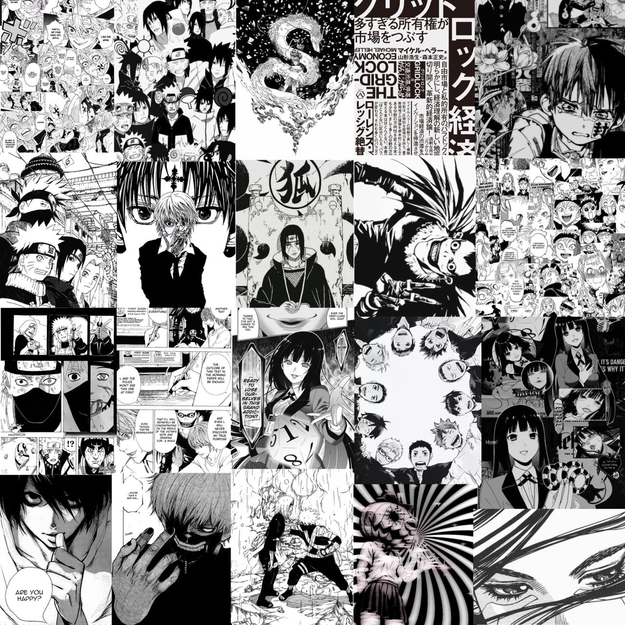 1280x1280 B&W Anime Collage, Phone