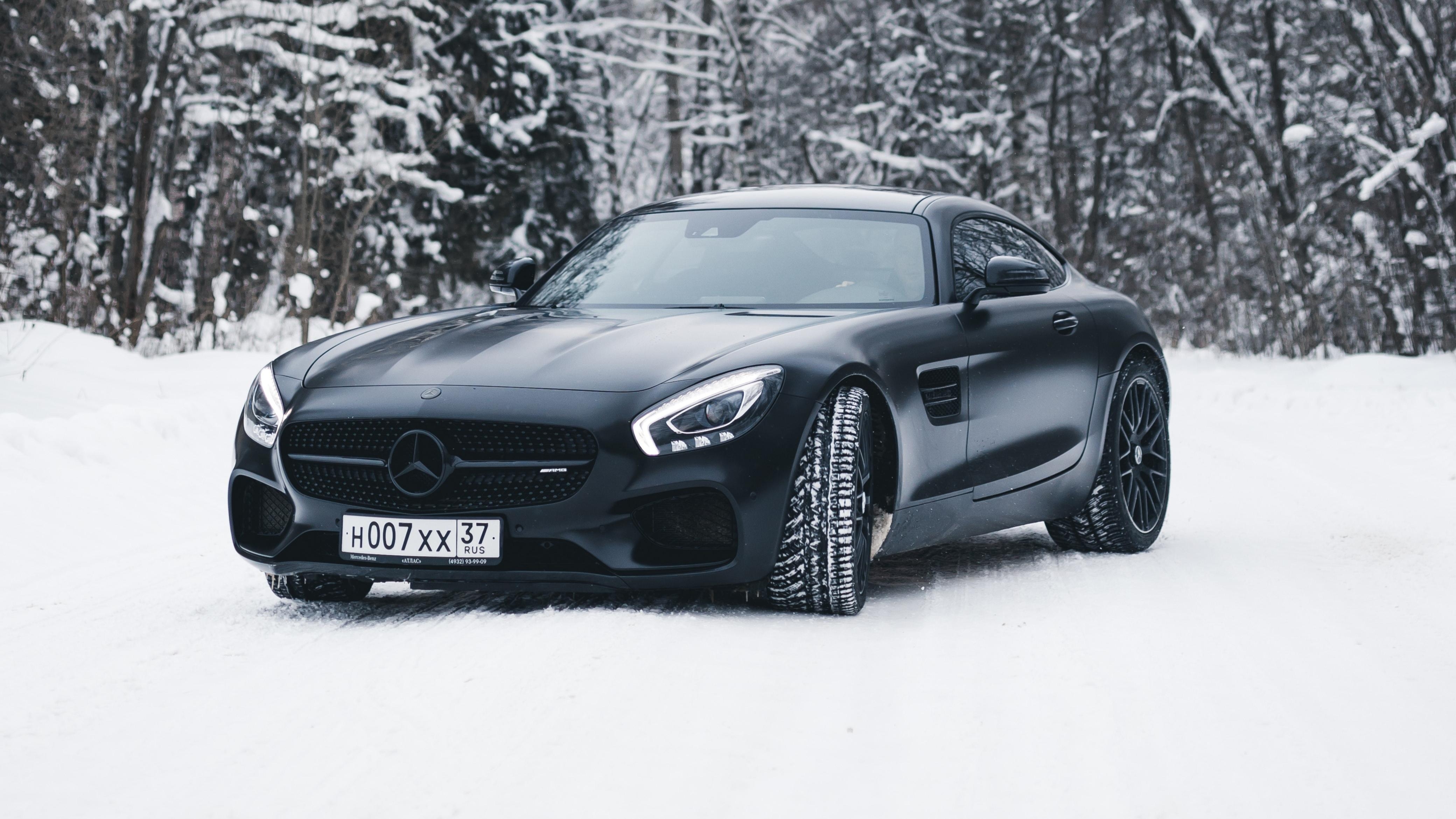 4160x2340 Black Mercedes Amg Gt In Snow 4k, HD Cars, 4k Wallpaper, Image, Desktop