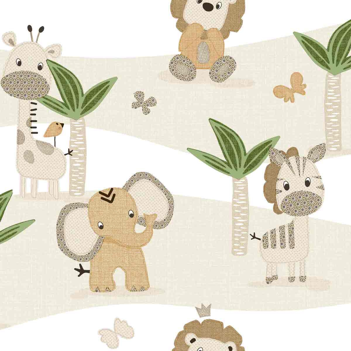 1200x1200 Jungle animals children's wallpaper (several colors to choose from), Phone