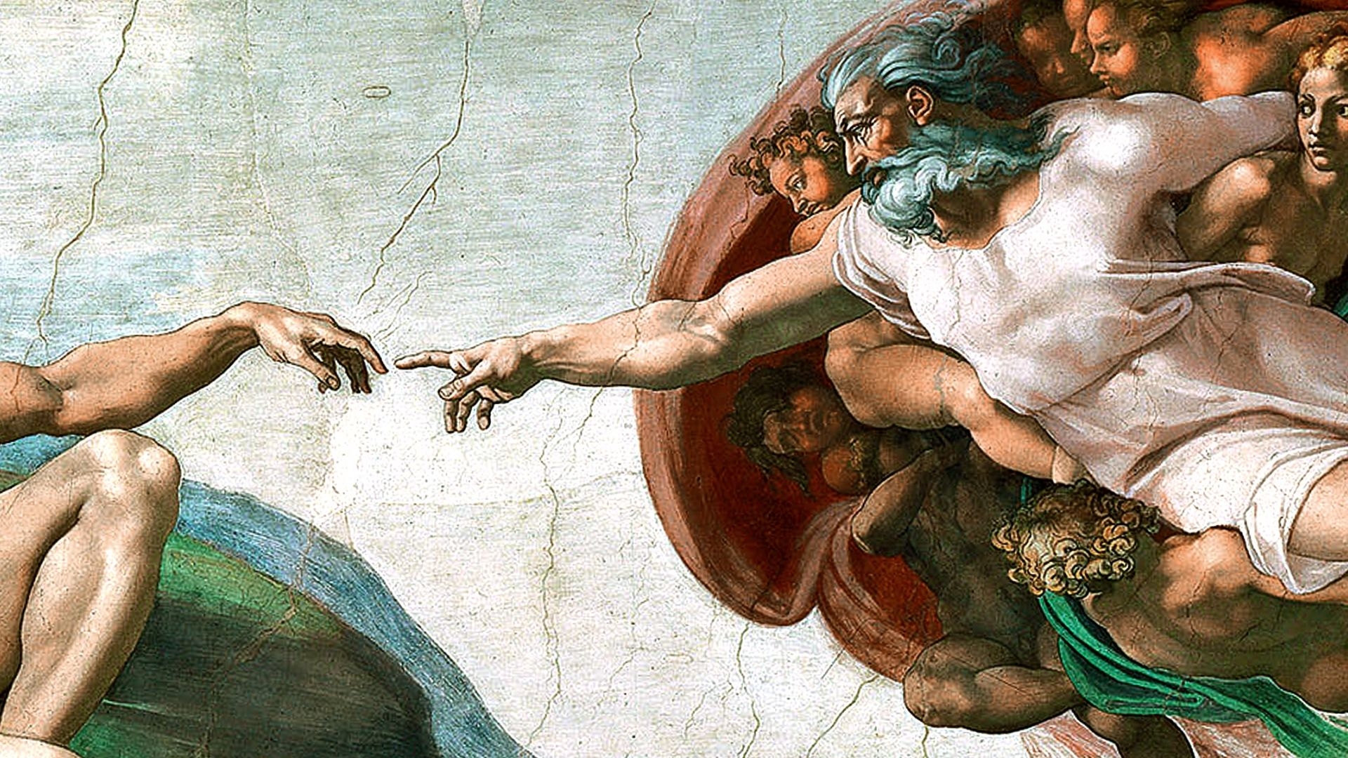 1920x1080 Free download paintings Michelangelo The Creation of Adam Sistine, Desktop