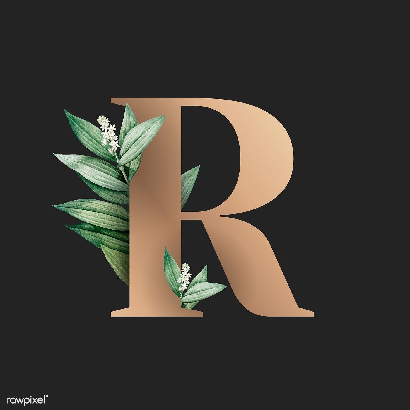 1400x1400 Botanical capital letter R vector. premium image / Aum / Donlaya / Kappy Kappy / manotang. Lukisan huruf, Abstrak, Poster bunga, Phone