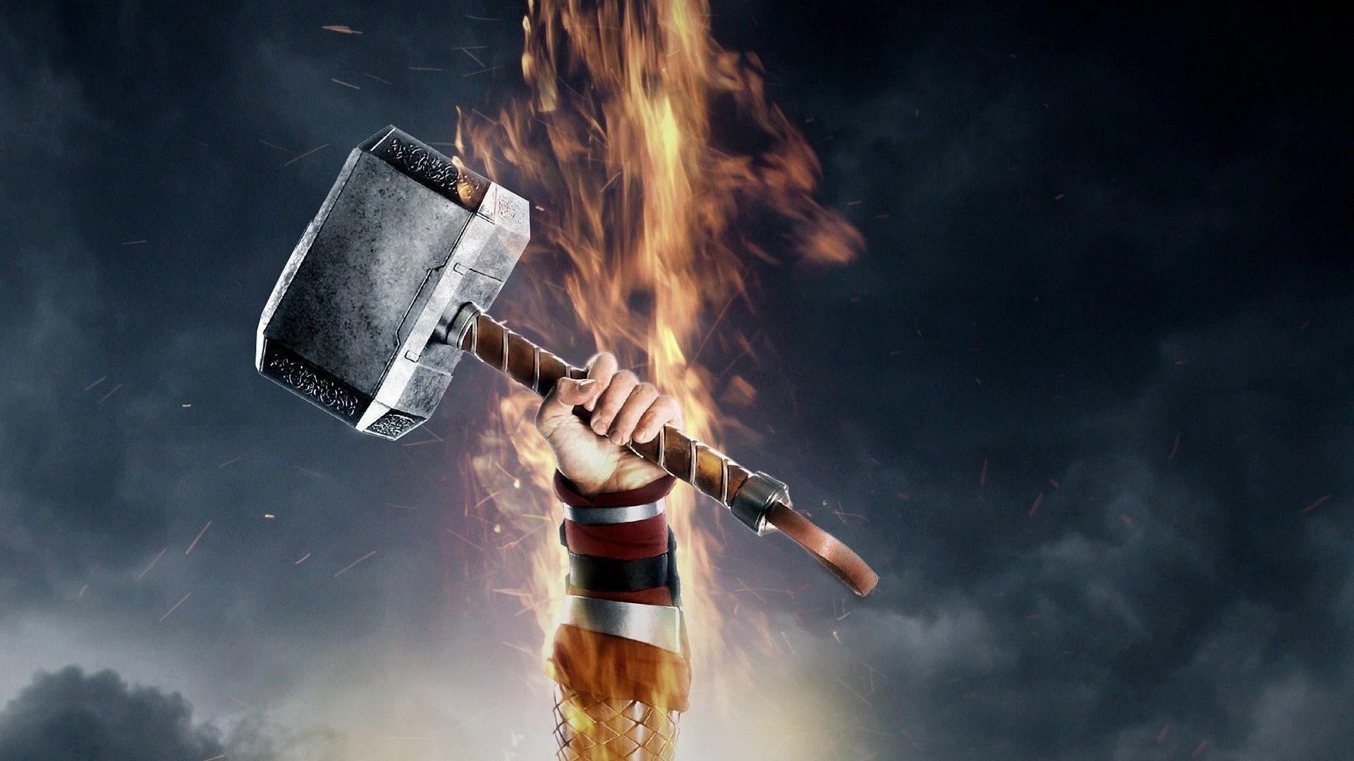 1920x1080 movies, Thor, Hammer, Thor 2: The Dark World, Mjolnir, Arms Up, Desktop