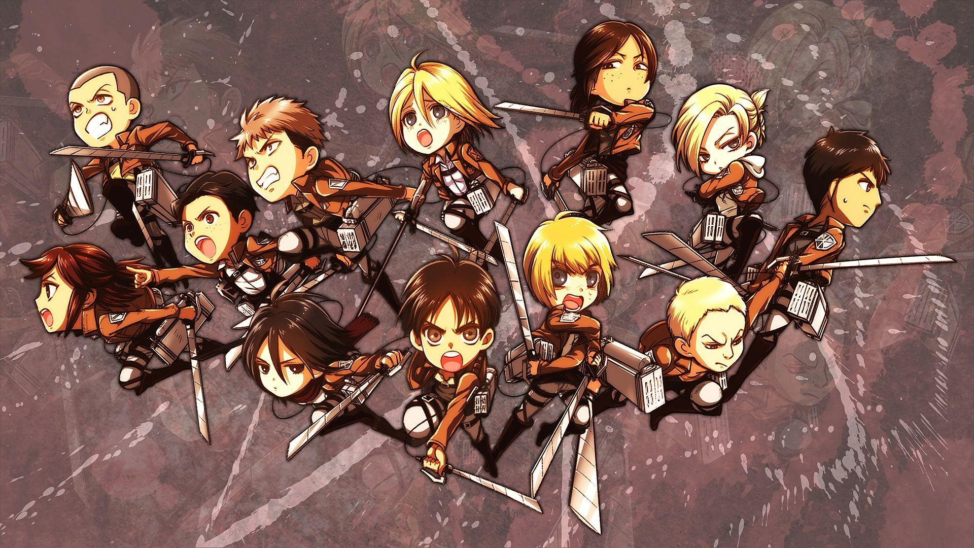 1920x1080 Attack on Titan Chibi Characters Wallpaper, Desktop