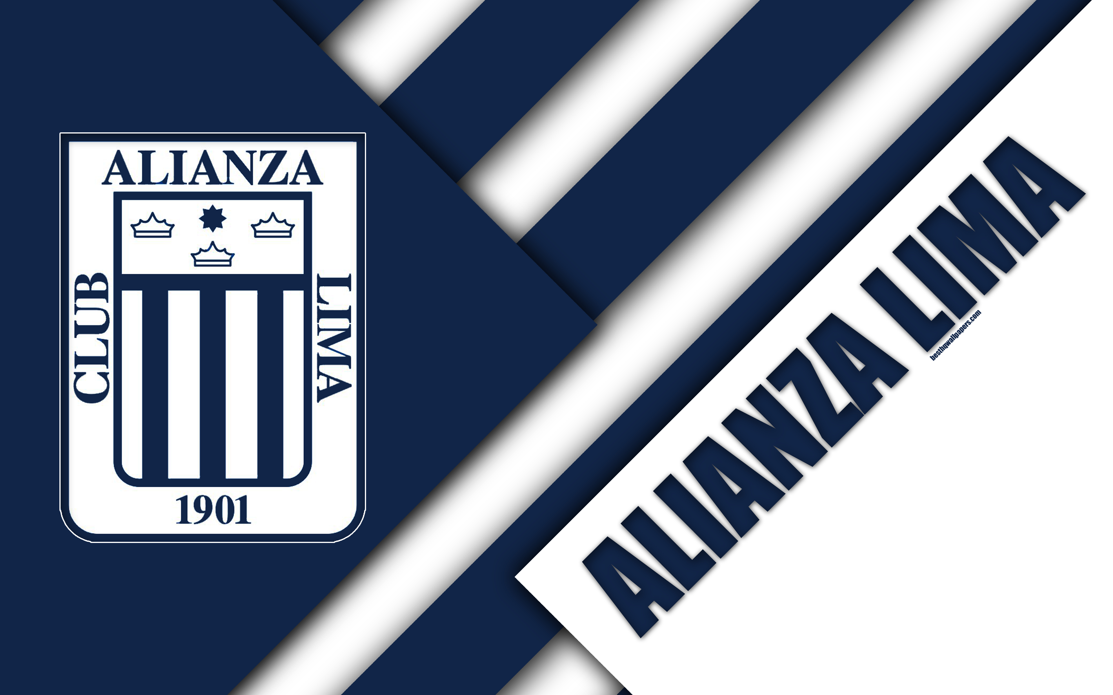 3840x2400 Download wallpaper Club Alianza Lima, 4k, logo, white blue, Desktop