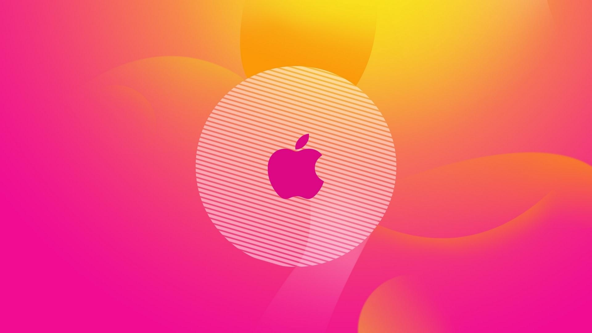 1920x1080 Pink Yellow Bright Apple Logo HD Wallpaper, Desktop