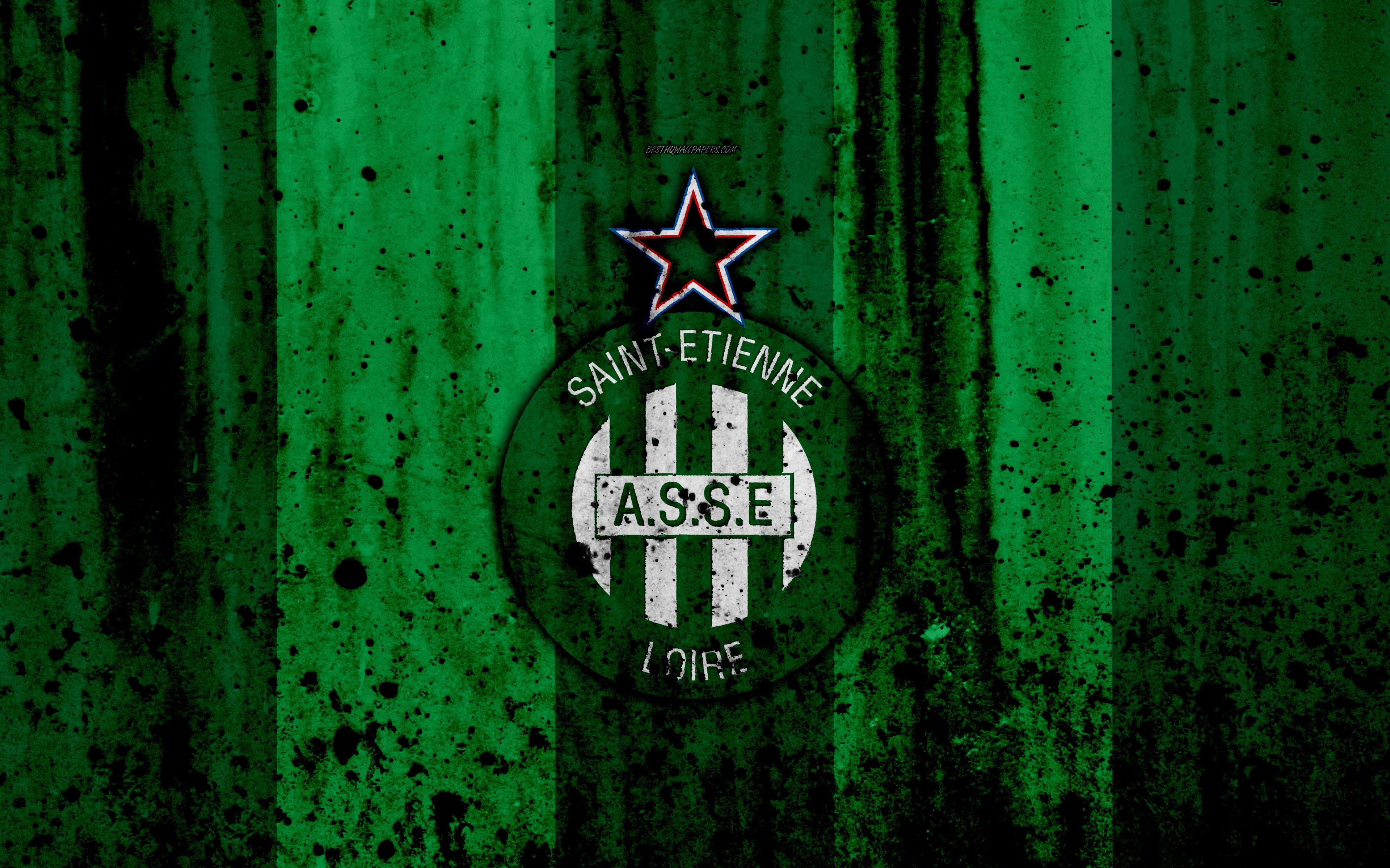 3840x2400 Download Wallpaper FC Saint Etienne, 4k, Logo, Ligue Stone, Desktop