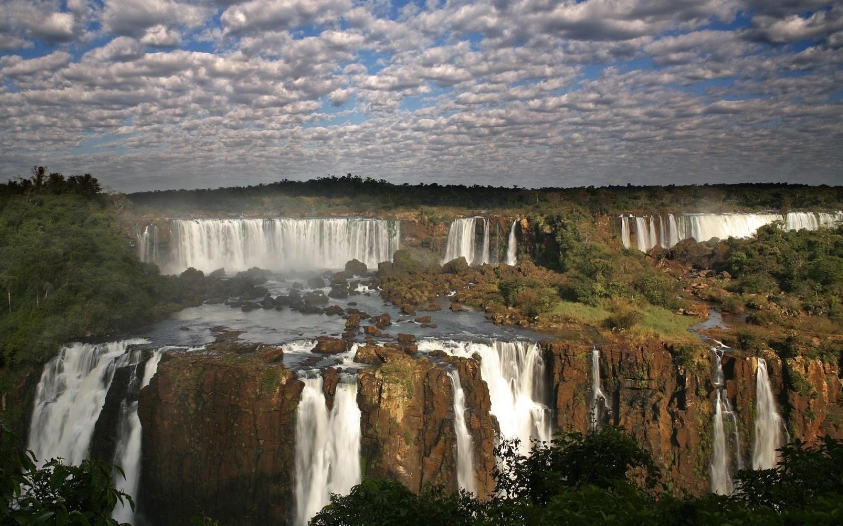 1680x1050 Clouds landscapes brazil waterfalls iguazu falls wallpaper, Desktop