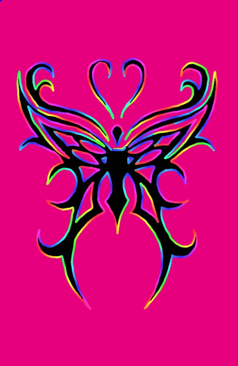 840x1280 neon butterfly wallpaper, Phone