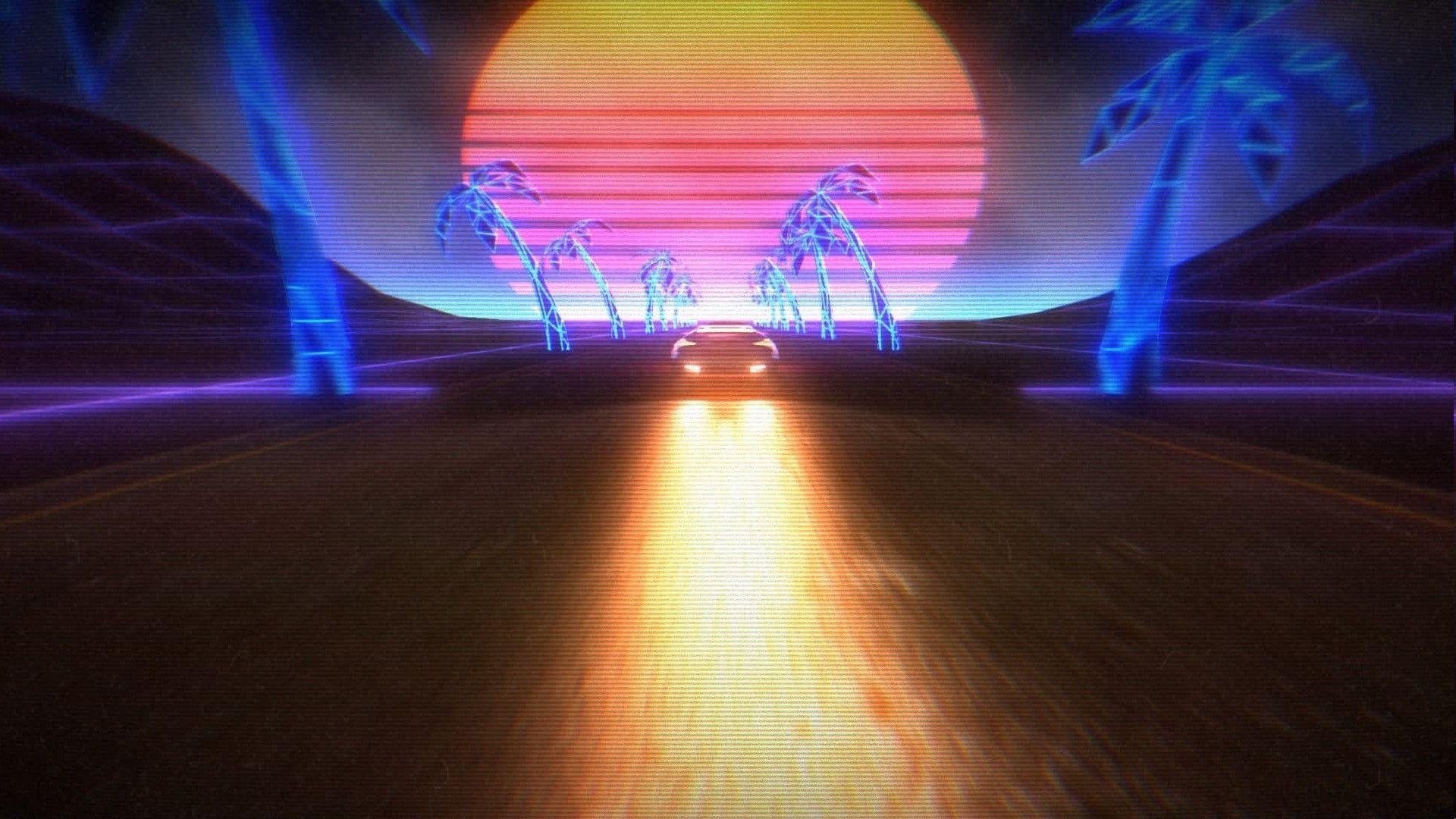 1920x1080 New Retro Wave, Synthwave, 1980s, Neon, Car, Retro Games, Desktop