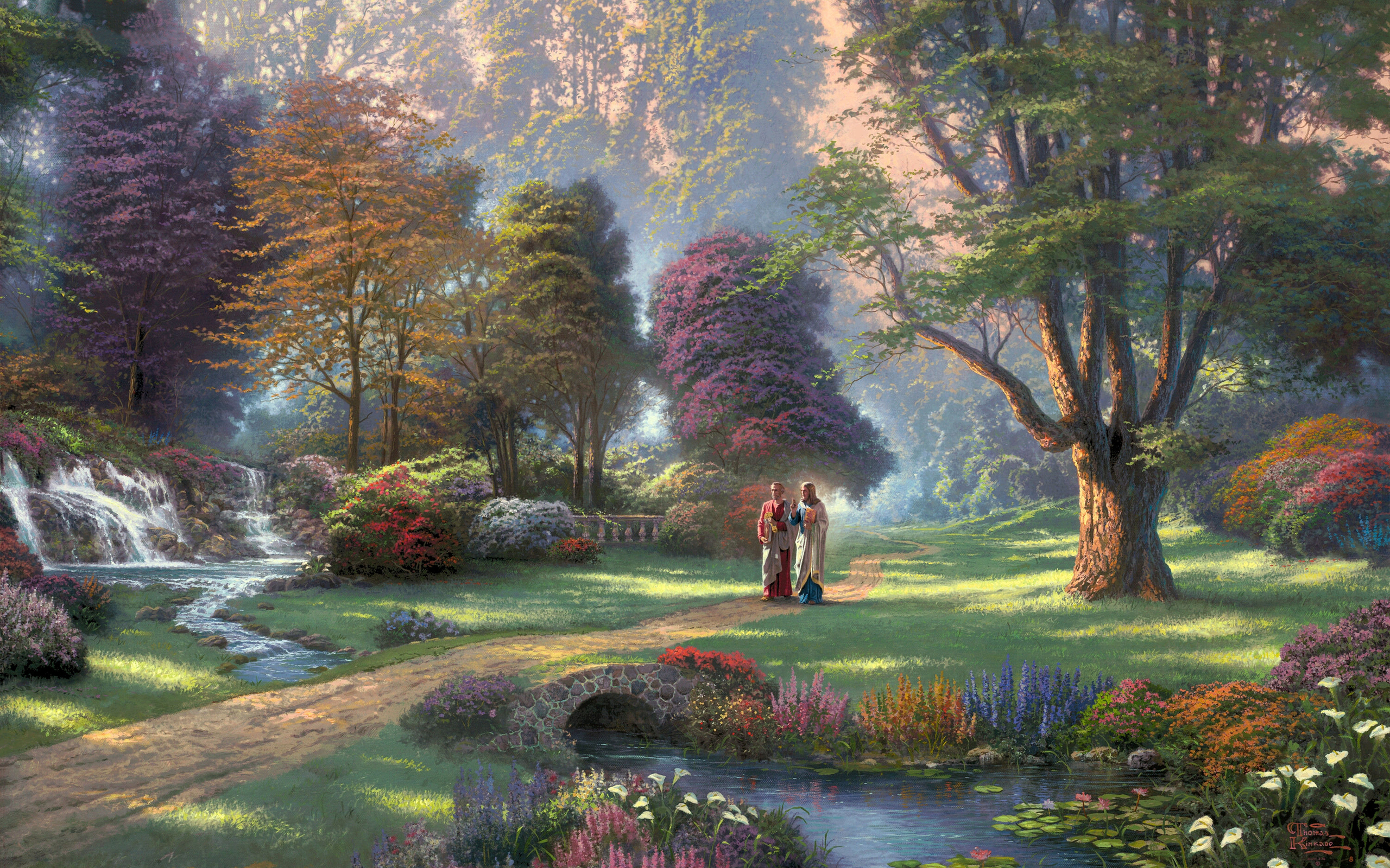 2560x1600 thomas kinkade disney wallpaper, painting, sky, art, mythology, watercolor paint, Desktop