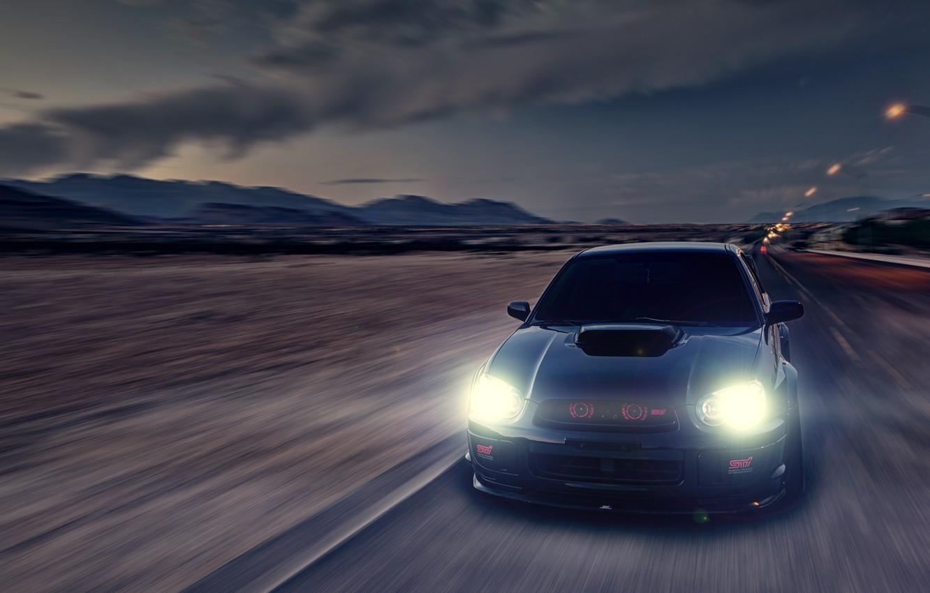 1340x850 Wallpaper glare, speed, Subaru, Impreza, blur, black, WRX, black, Desktop