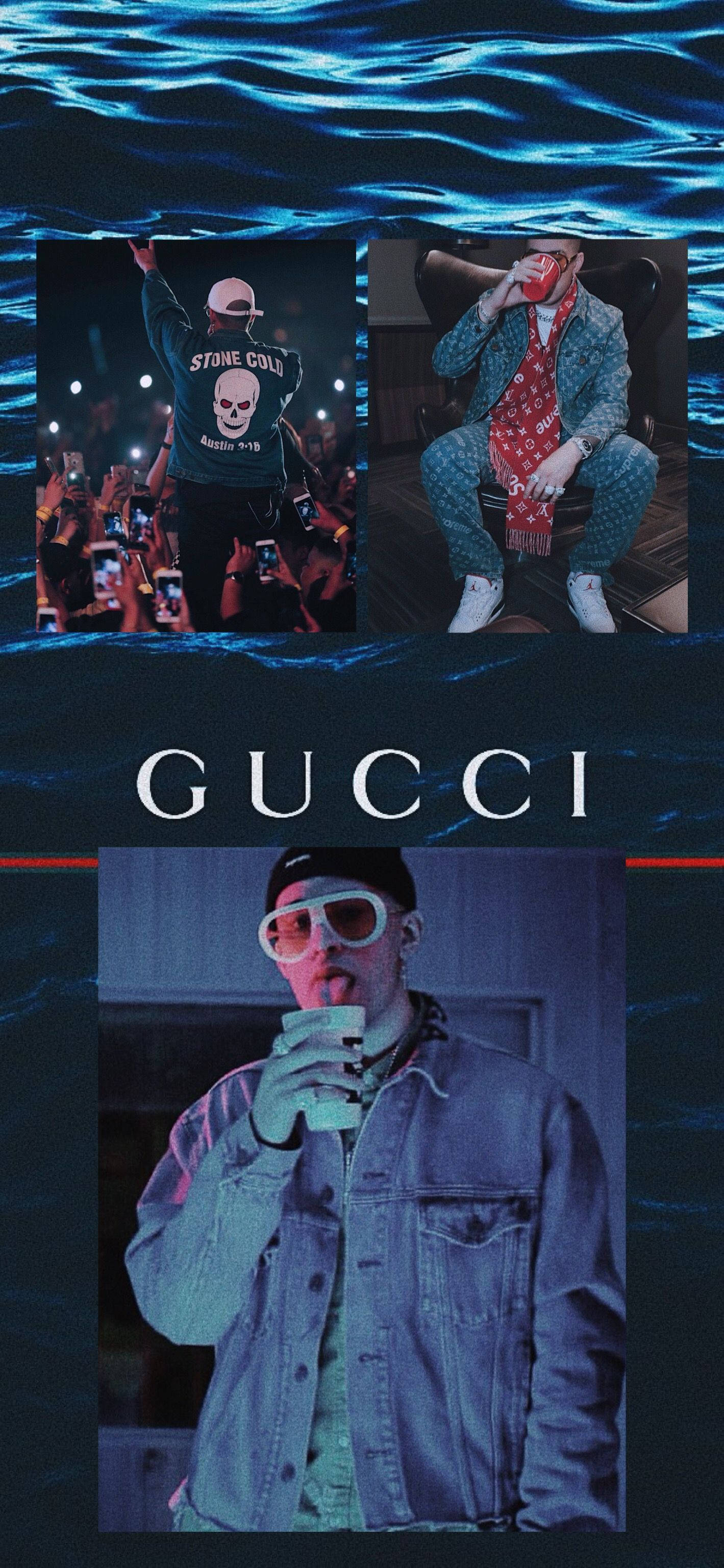 1420x3080 Download Bad Bunny Gucci Poster Wallpaper, Phone