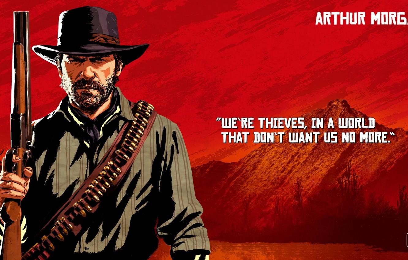 1340x850 Wallpaper art, bandit, Rockstar, Red Dead Redemption Arthur, Desktop