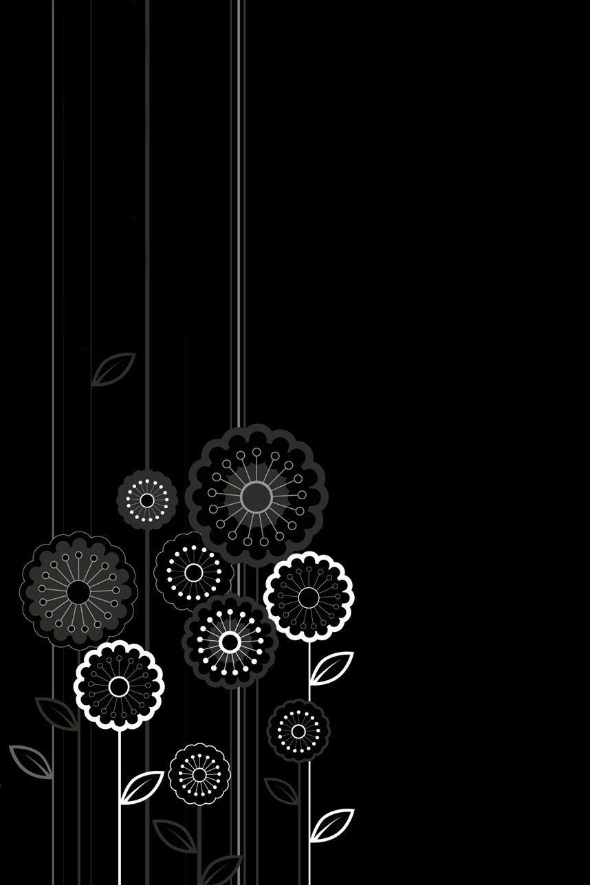 860x1290 Black Cartoon Flowers And Lines Android Wallpaper. Dark black wallpaper, Android wallpaper black, Cartoon wallpaper, Phone