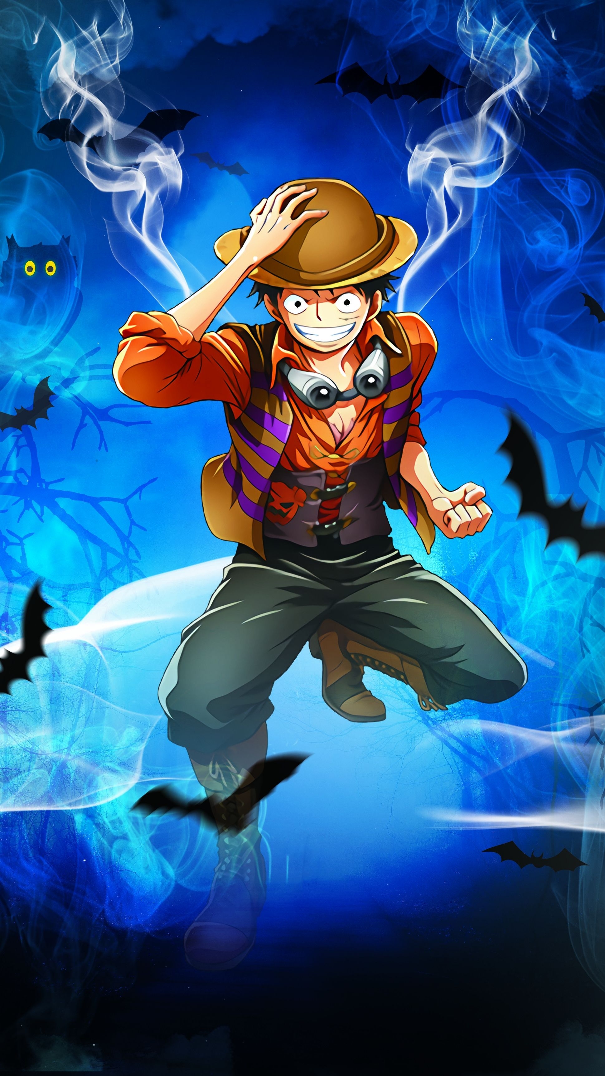 1940x3450 Download  Monkey D. Luffy, Straw Hat Pirates, One Piece, Smiling Wallpaper, Phone