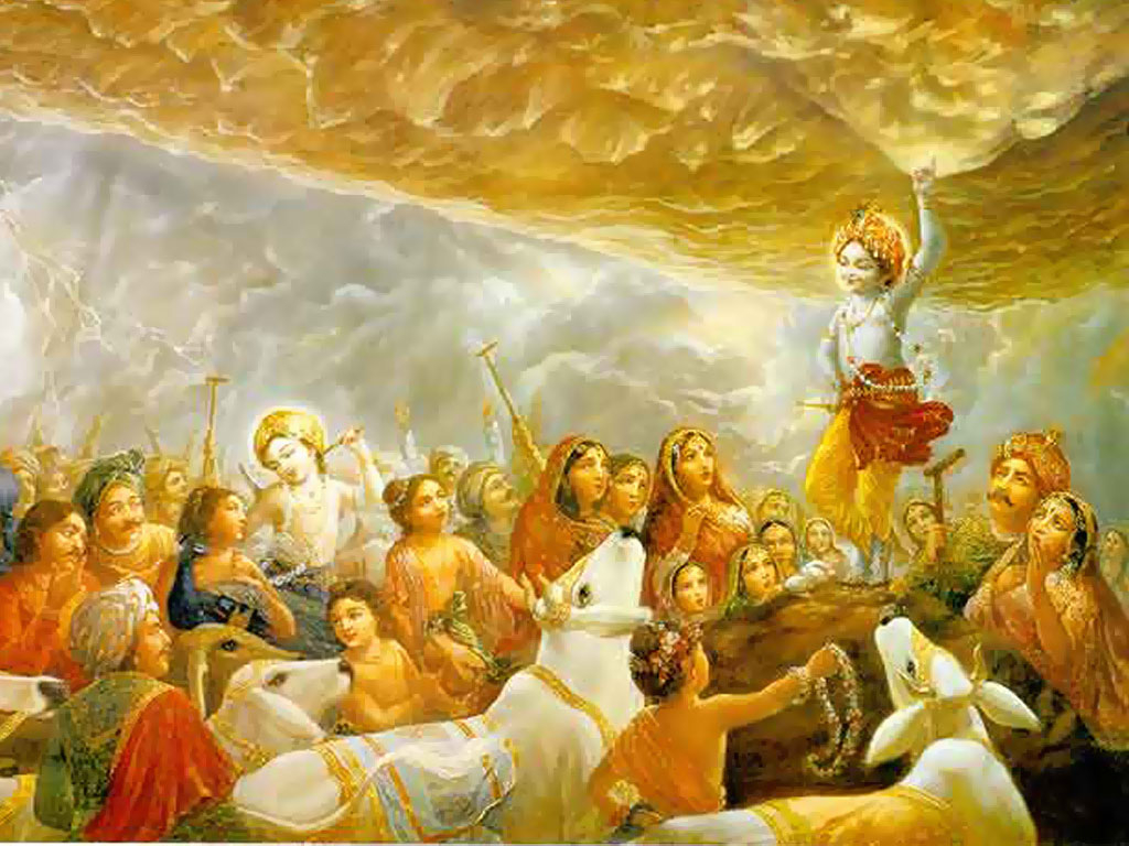 1030x770 Lord Krishna lifts Govardhan Parvat. Vedas and Puranas, Desktop