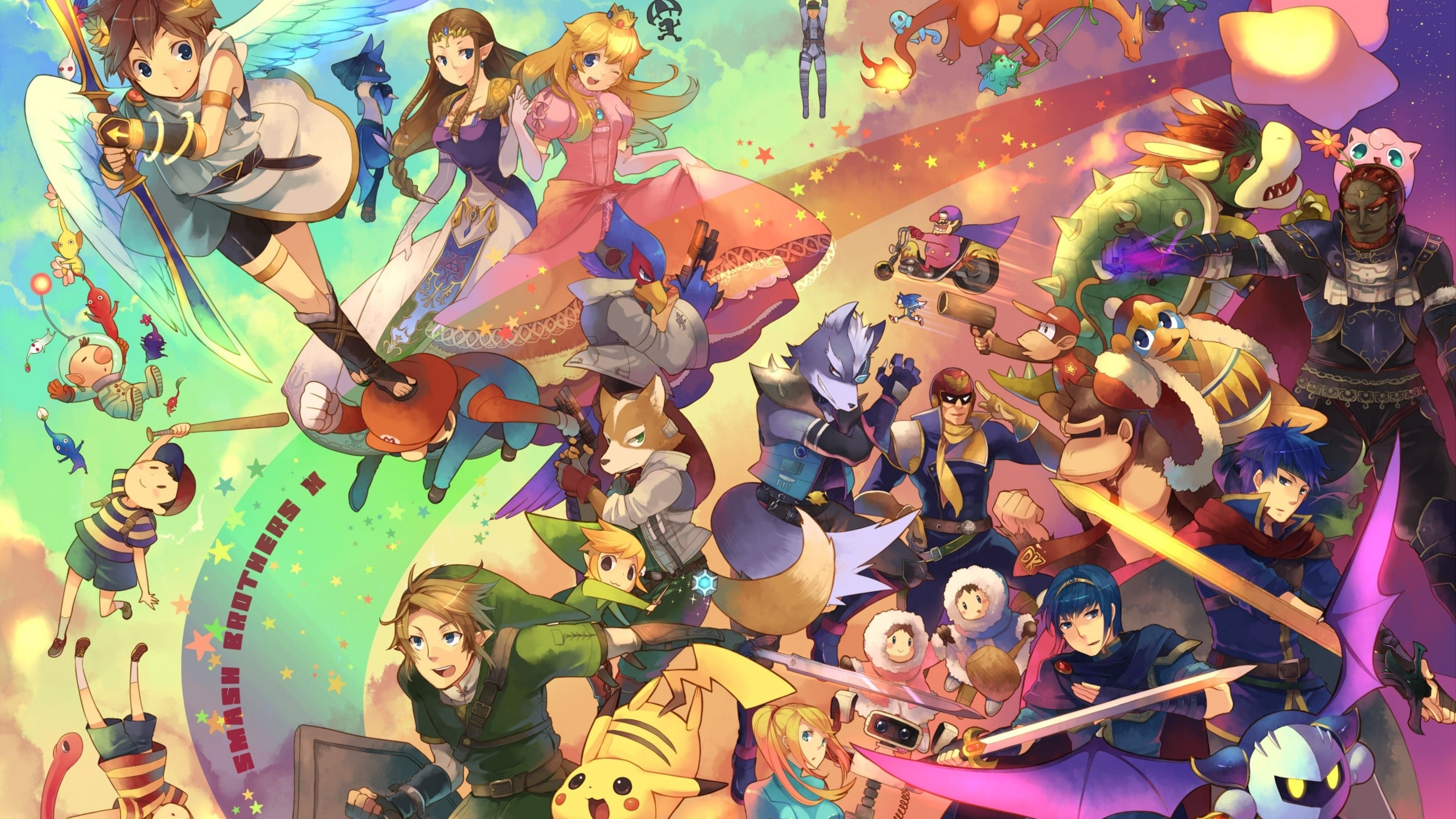 3840x2160 Download  Anime Crossover, Zelda, Pikachu, Pokemon, Mario, Desktop