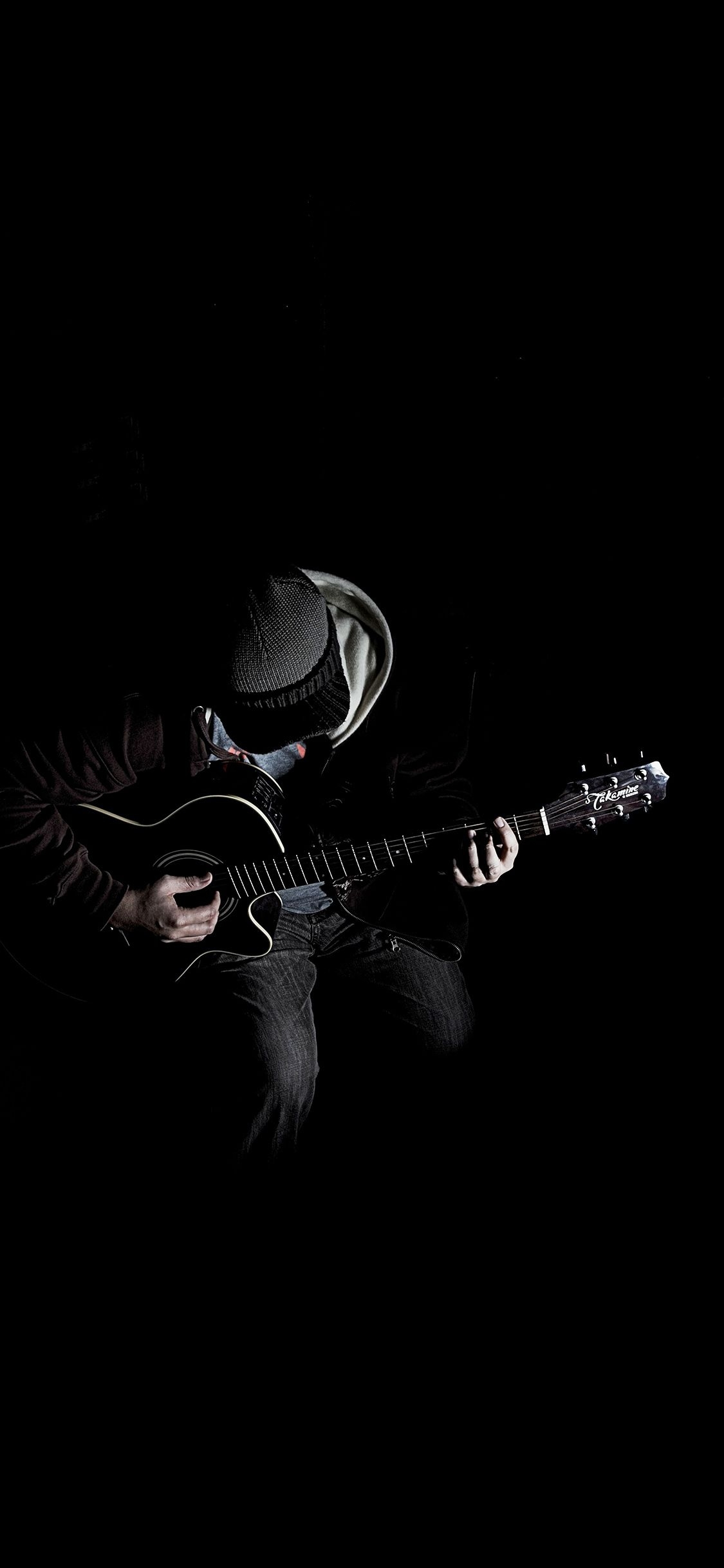 1130x2440 iPhoneXpapers the dark guitar player music, Phone