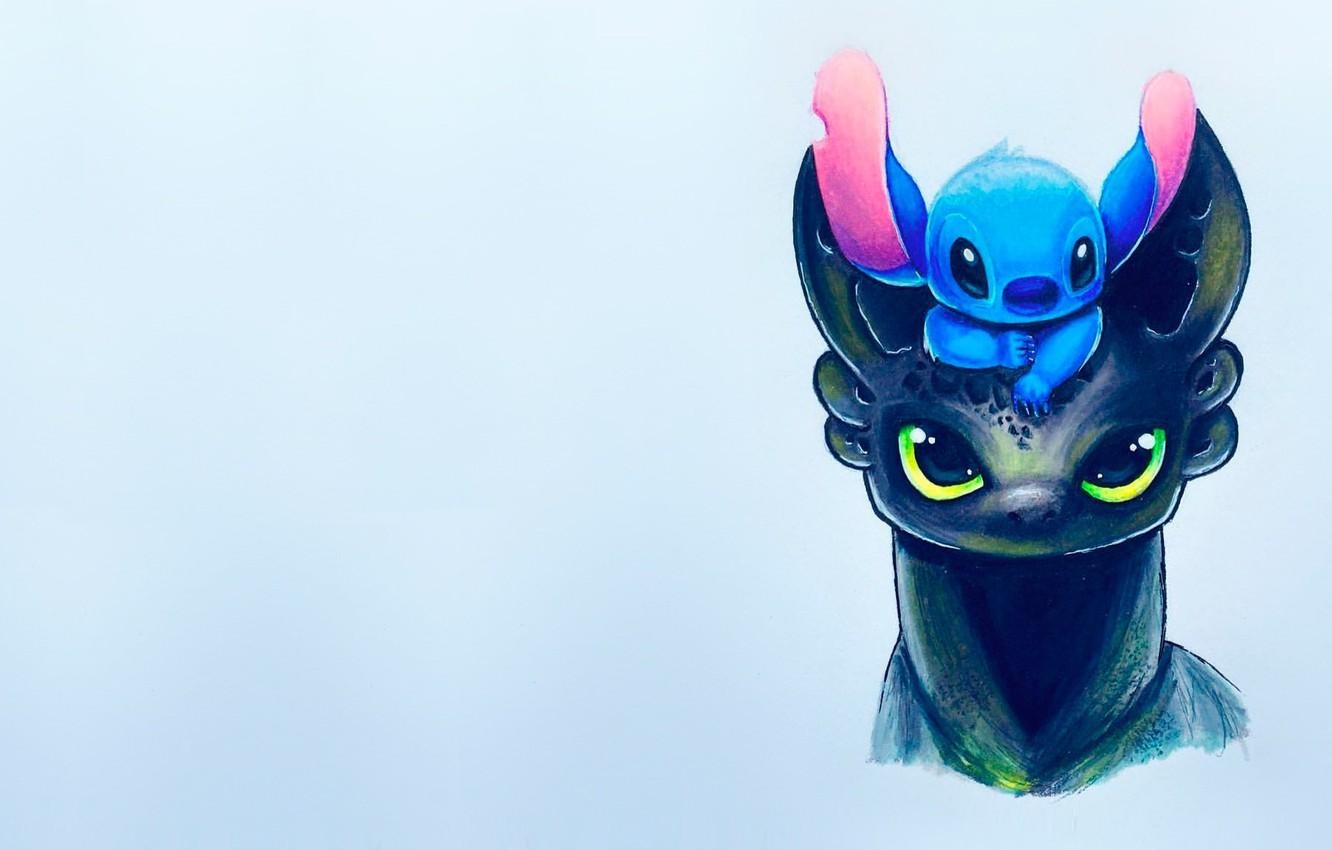 1340x850 Wallpaper figure, art, kids, toothless, children's, stitch image, Desktop