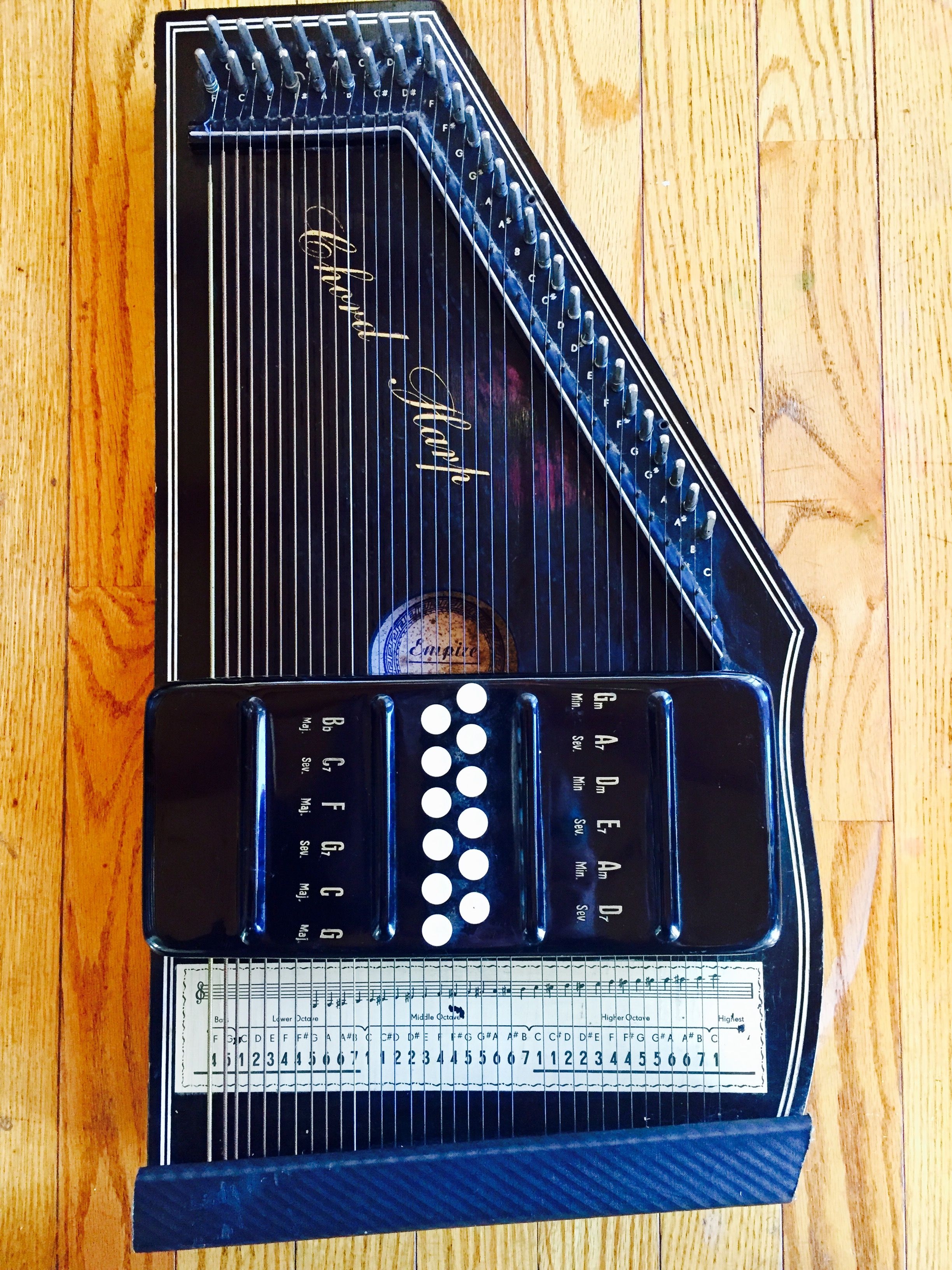 2450x3270 Empire Chord Harp C. 1960. C. 12 Button. The Michael, Phone