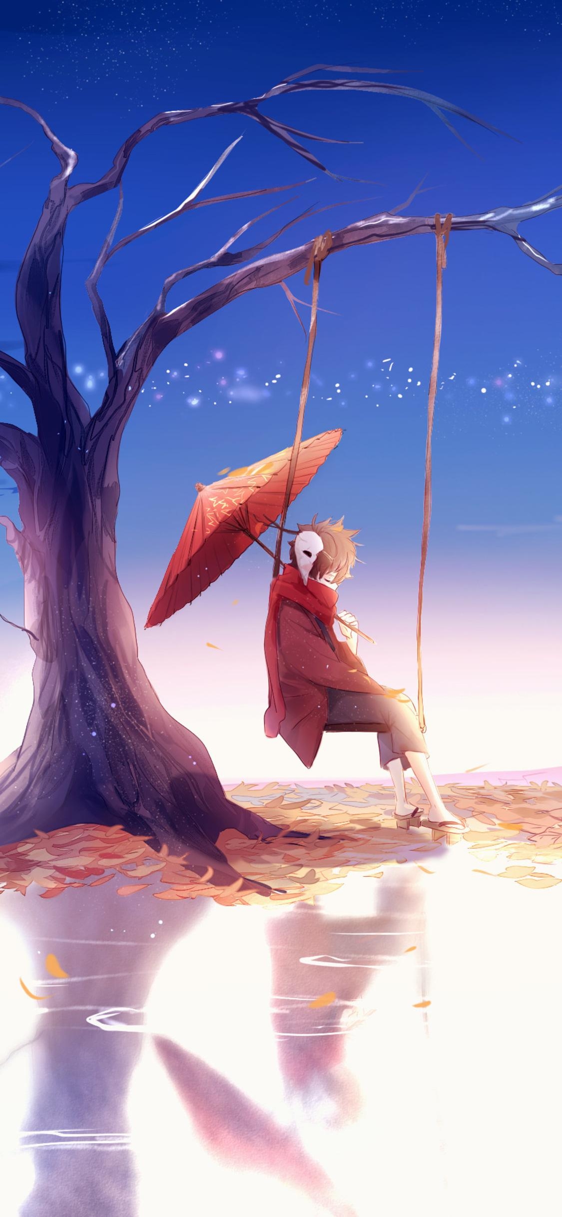 1130x2440 Anime Boy Swing Umbrella 4k iPhone XS, iPhone 10, Phone