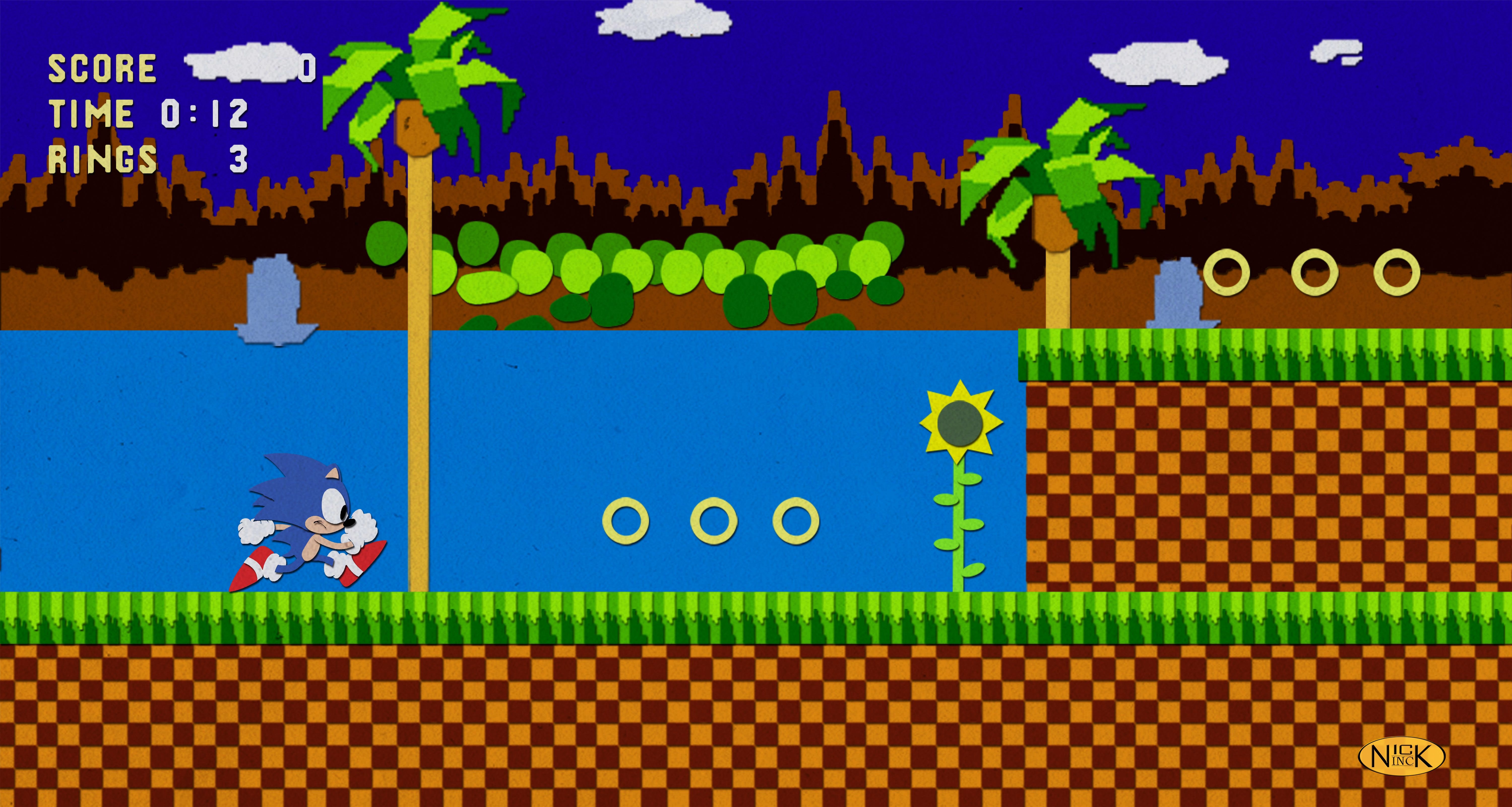 6000x3210 Paper Green Hill Zone by darthblinx. Sonic the Hedgehog, Desktop