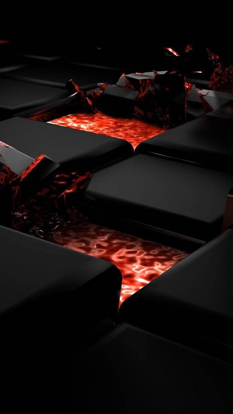 750x1340 Download 3D iPhone Black Cubes And Lava Wallpaper, Phone