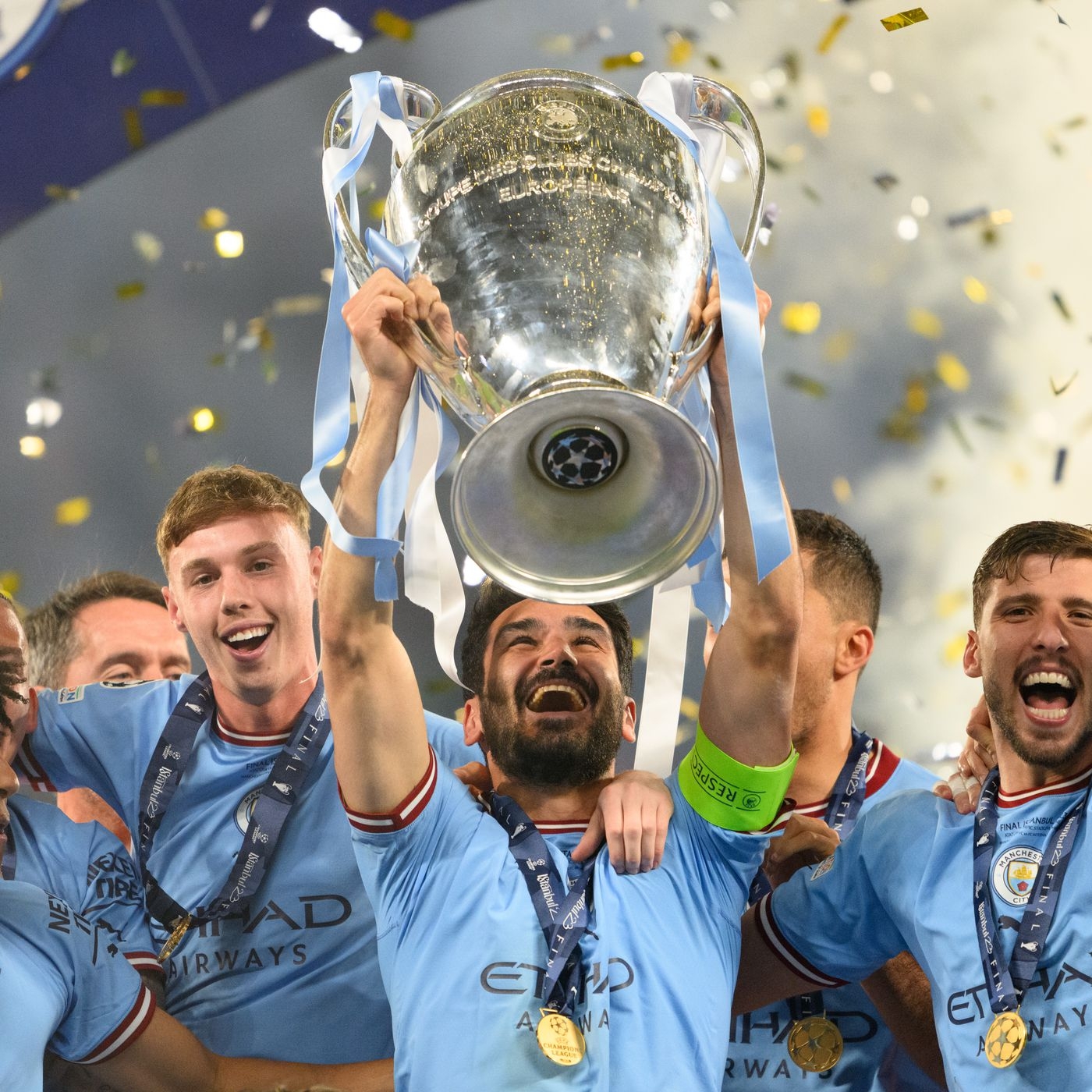 1400x1400 Manchester City Win First Champions League and Complete First Treble, Phone