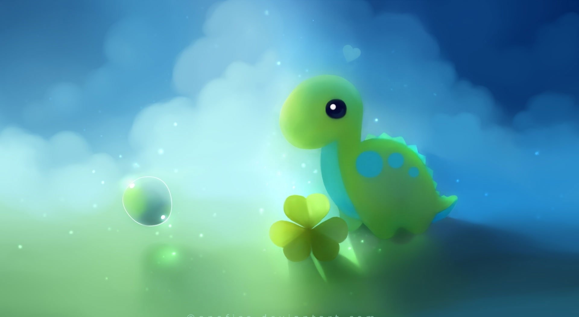 1920x1060 Wallpaper Cute Dino, Green Dinosaur Illustration, Artistic • Wallpaper For You, Desktop