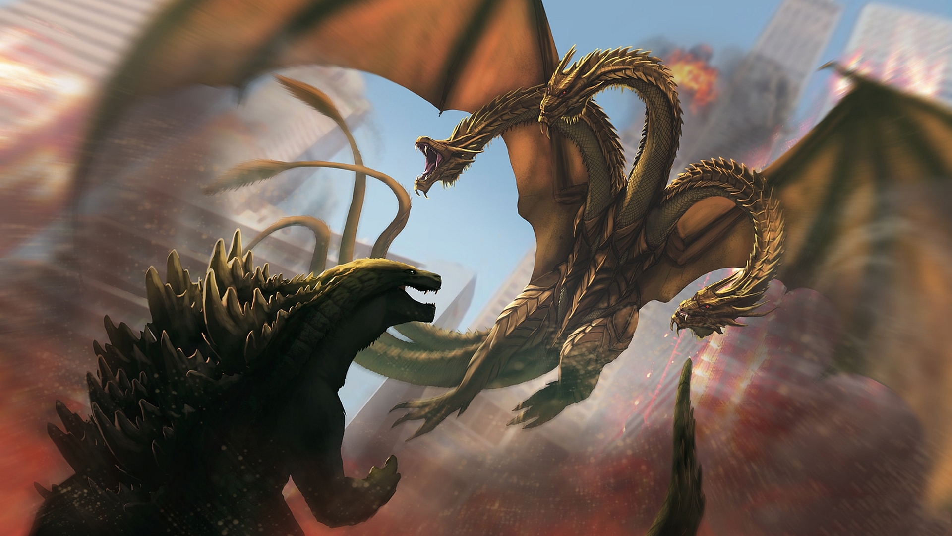 1920x1080 Godzilla Vs. King Ghidorah Wallpaper, Desktop