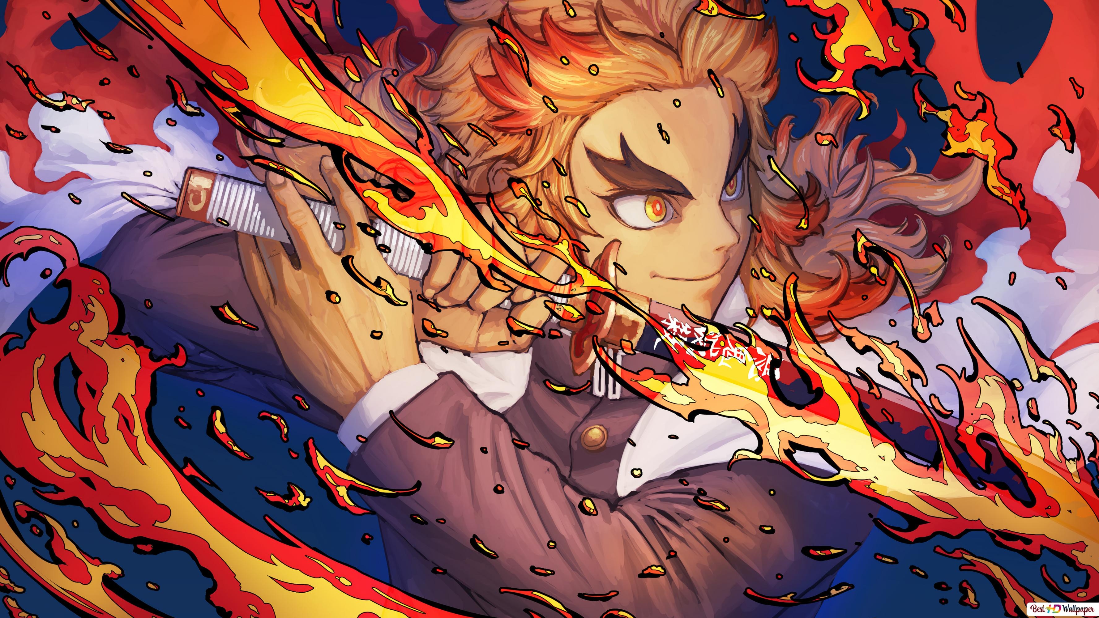 3560x2000 Demon Slayer. Kyojuro Rengoku Flame Hashira HD wallpaper download, Desktop