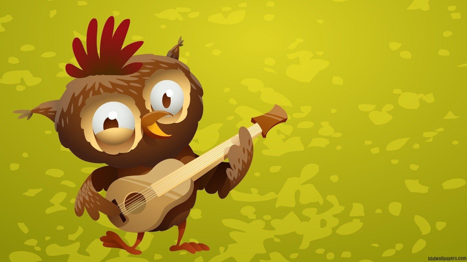 1920x1080 Art Owl Guitar Funny Cartoon Wallpaper HD Wallpaper, Desktop