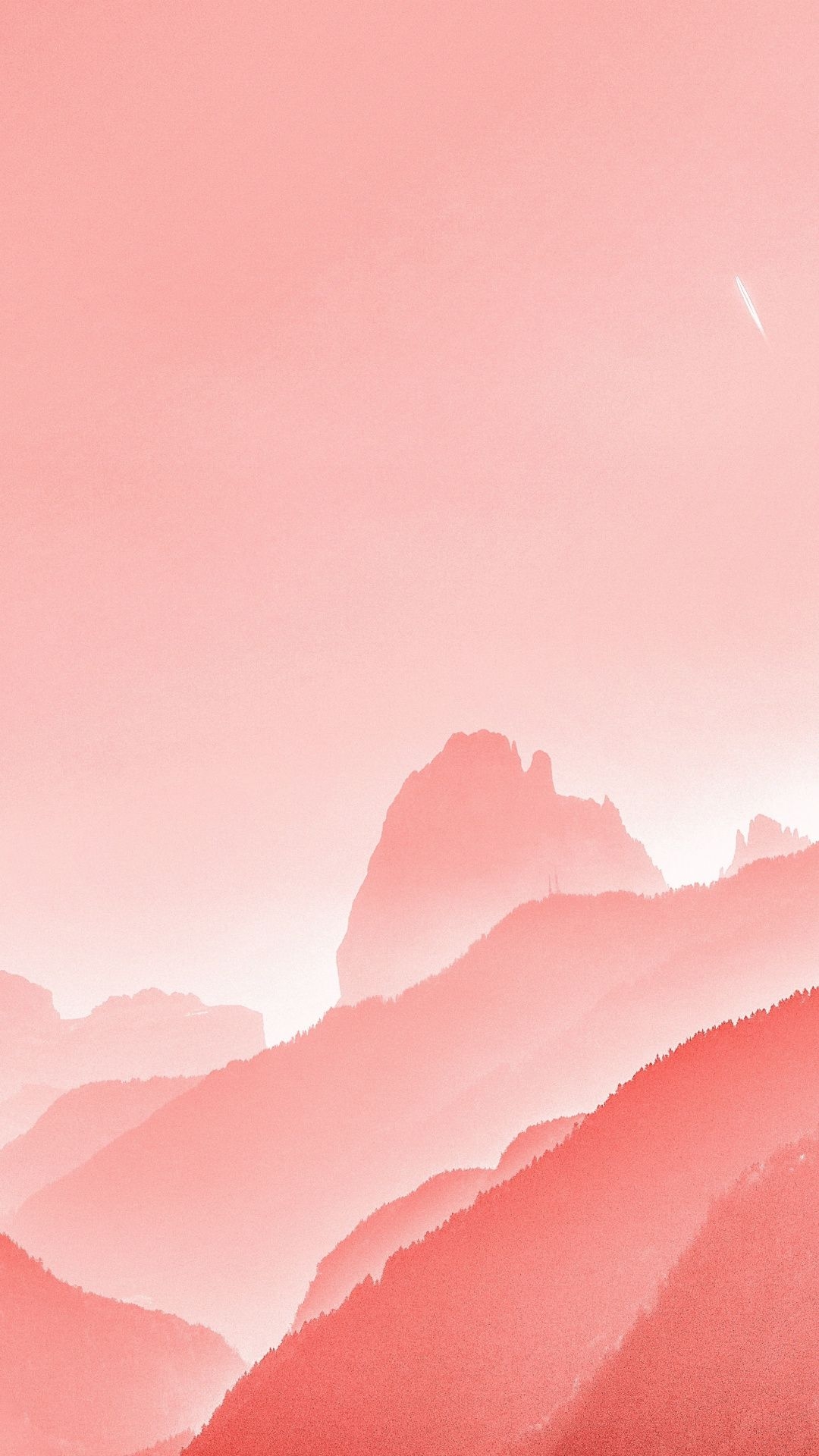 1080x1920 Horizon, sunset, mountains, minimal,  wallpaper. Coral wallpaper, Pastel aesthetic, Pink painting, Phone