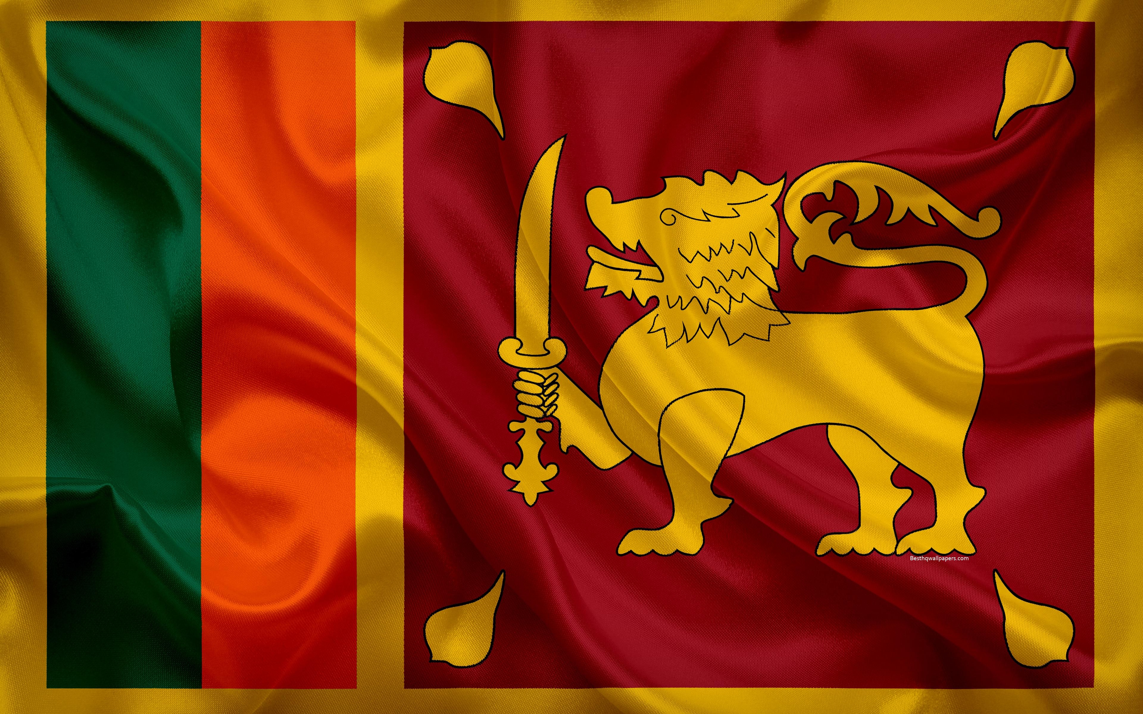 3840x2400 Download wallpaper flag of Sri Lanka, 4k, silk flag, national, Desktop