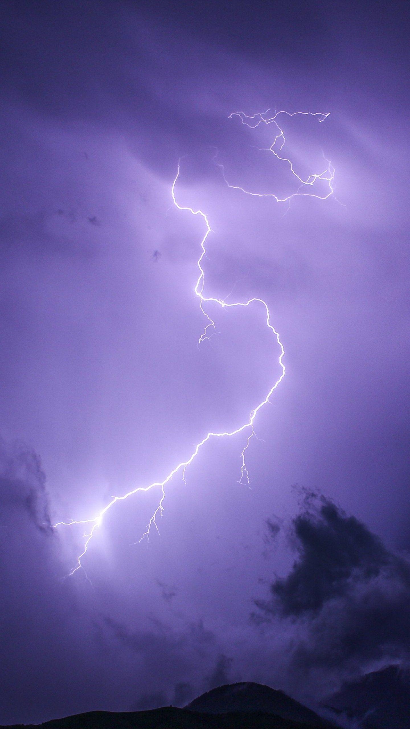 1440x2560 Purple Lightning Wallpaper, Android & Desktop, Phone