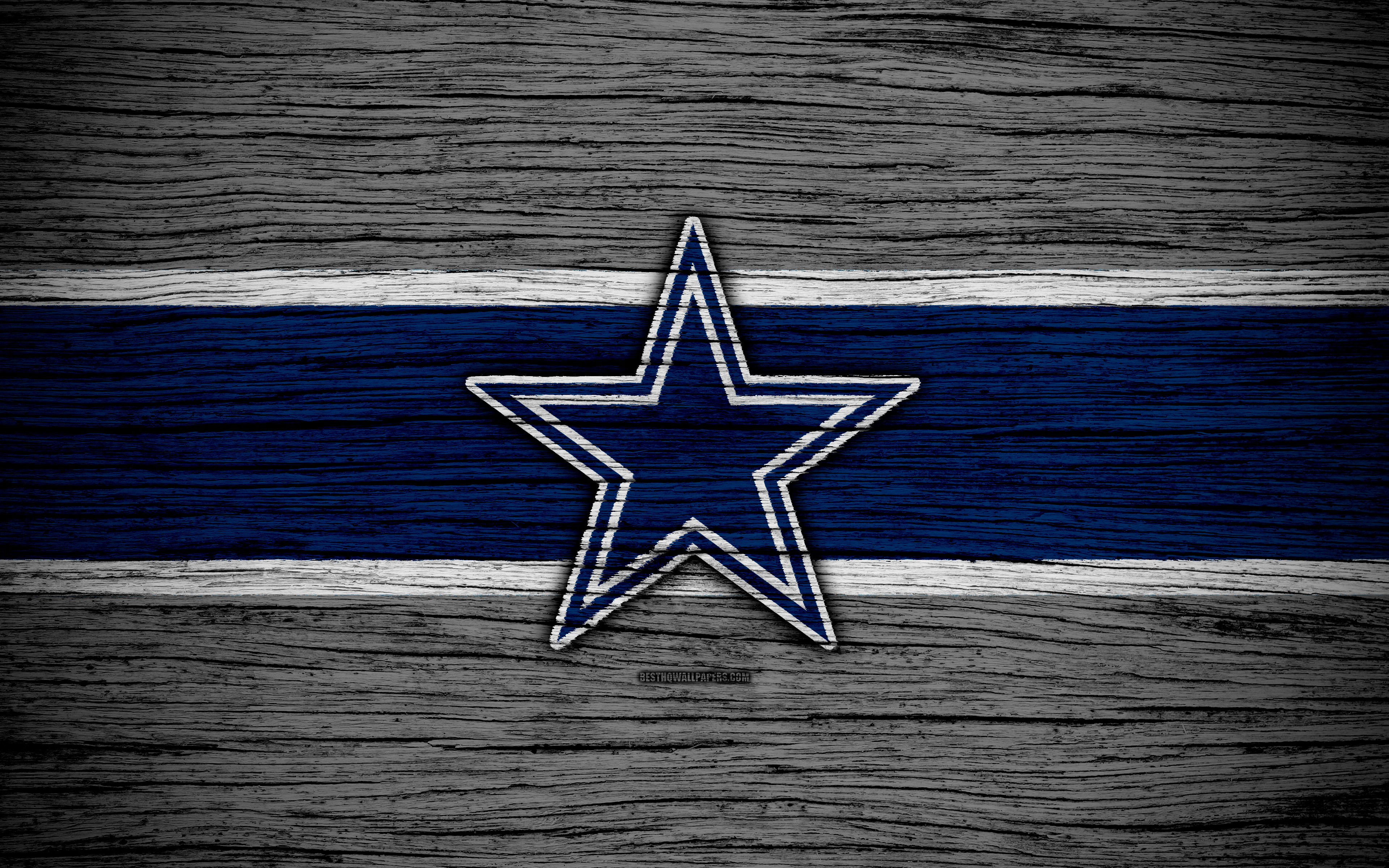 3840x2400 Download wallpaper Dallas Cowboys, NFL, NFC, 4k, wooden texture, american football, logo, emblem, Arlington, Texas, USA, National Football League for desktop with resolution. High Quality HD picture wallpaper, Desktop